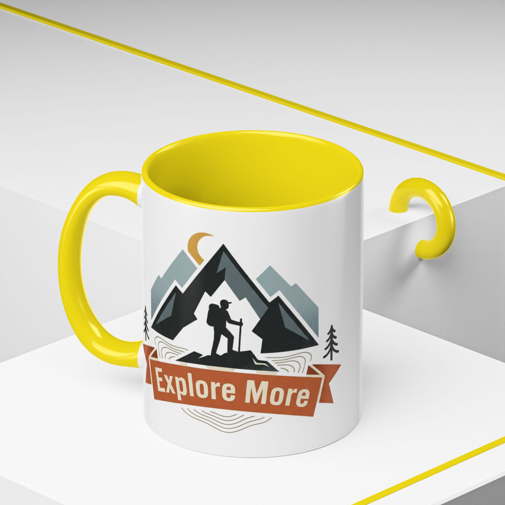 Adventure Coffee Mug — "Explore More" Mountain Camping Accent Mug (11/15oz)