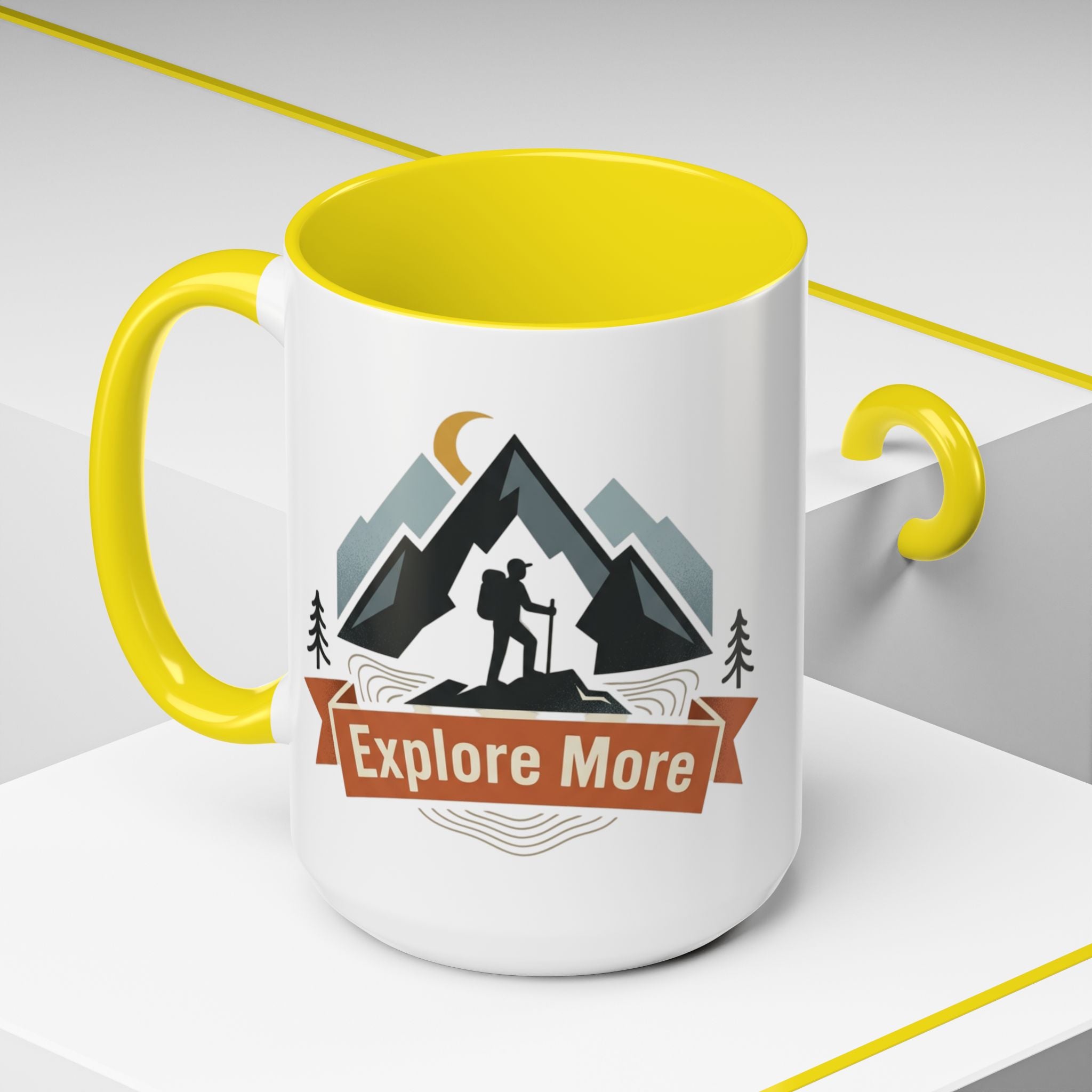 Adventure Coffee Mug — "Explore More" Mountain Camping Accent Mug (11/15oz)