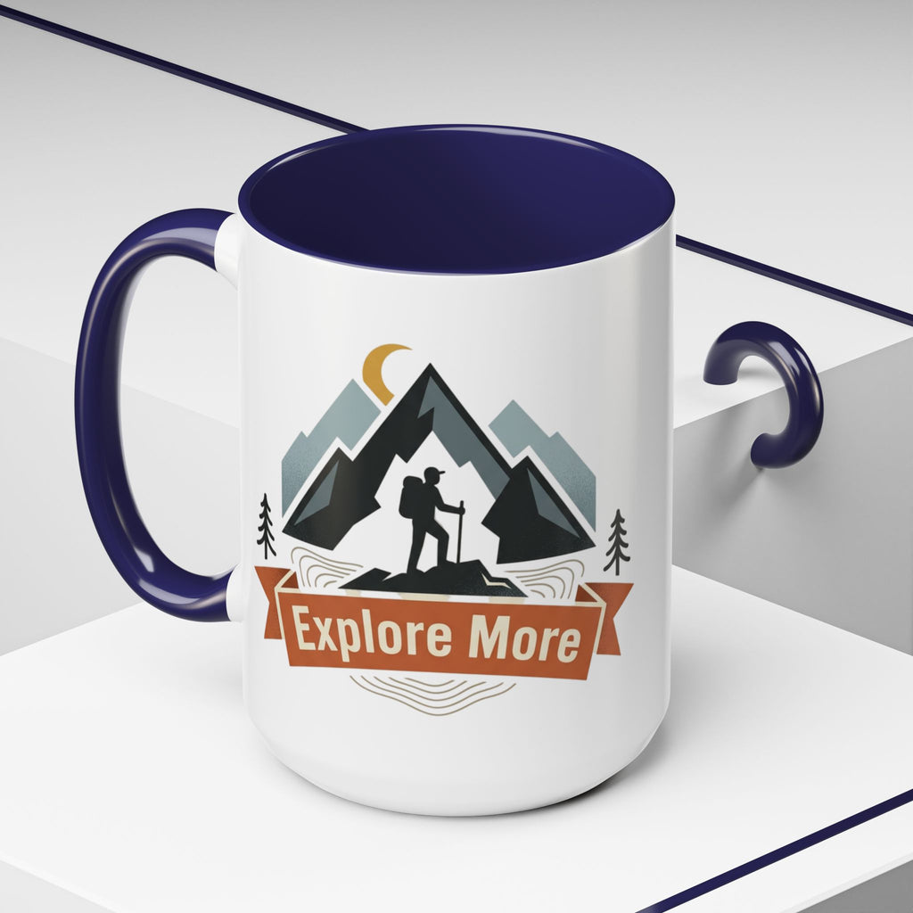 Adventure Coffee Mug — "Explore More" Mountain Camping Accent Mug (11/15oz)