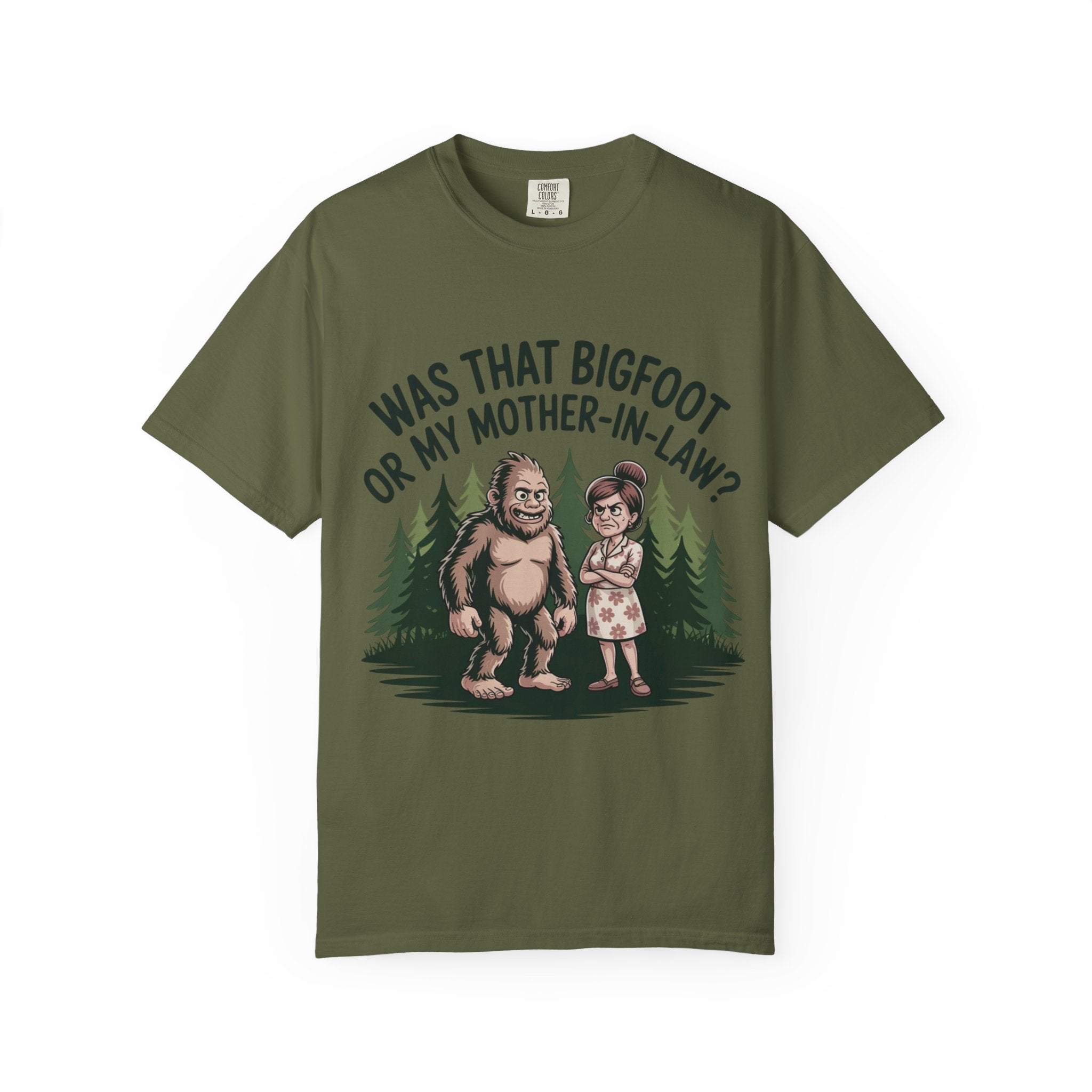 Funny Bigfoot T-Shirt — "Was That Bigfoot or My Mother-In-Law?" Graphic Tee