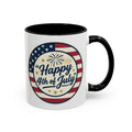 Happy 4th of July Accent Coffee Mug – Patriotic American Flag Design (11/15oz)