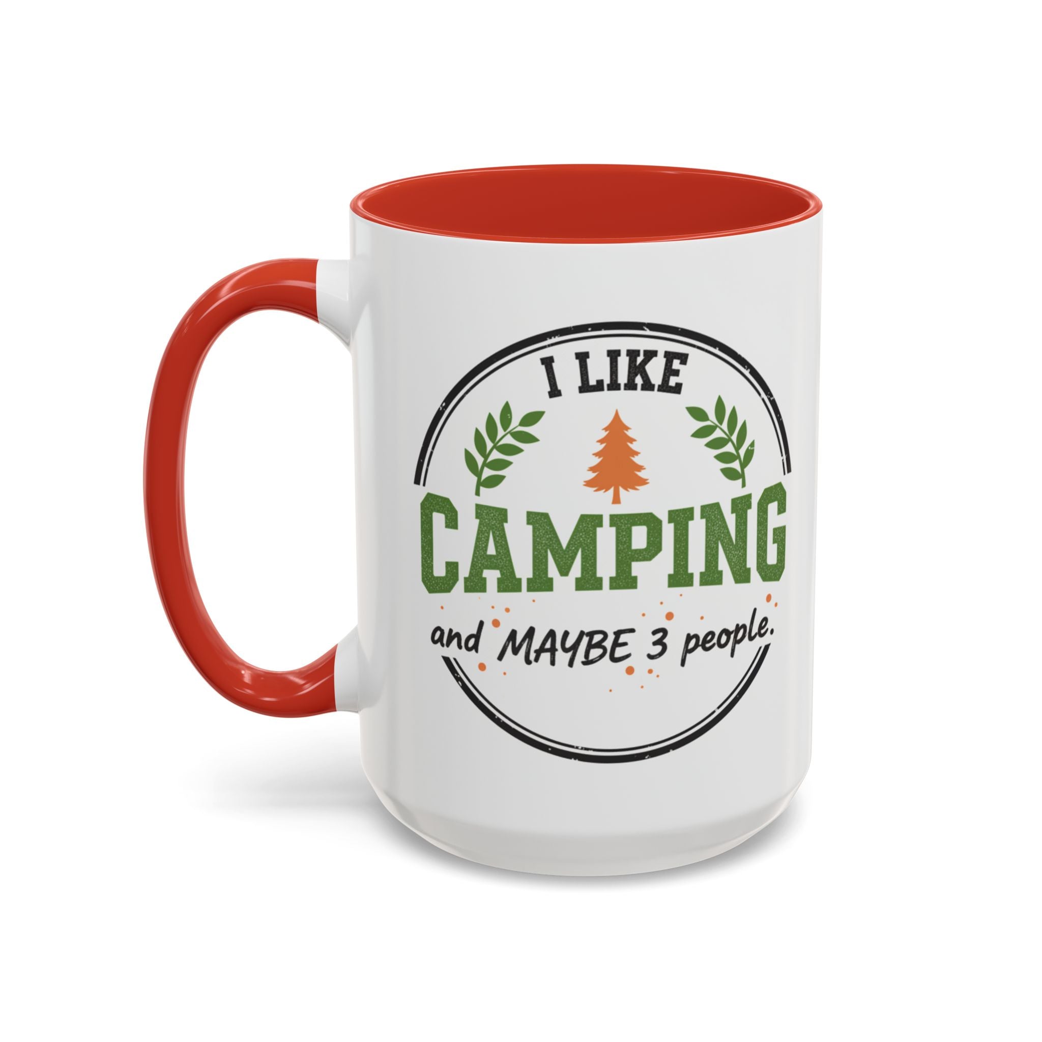 Funny Camping Accent Coffee Mug — I like CAMPING and MAYBE 3 people.