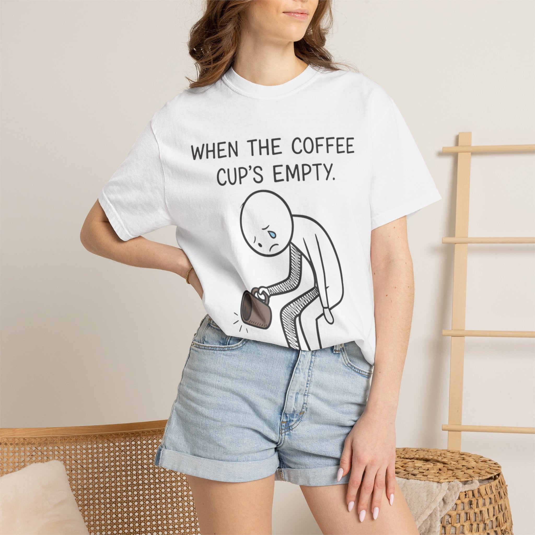 Coffee Sadness T-Shirt — "When the Coffee Cup's Empty" Funny Graphic Tee