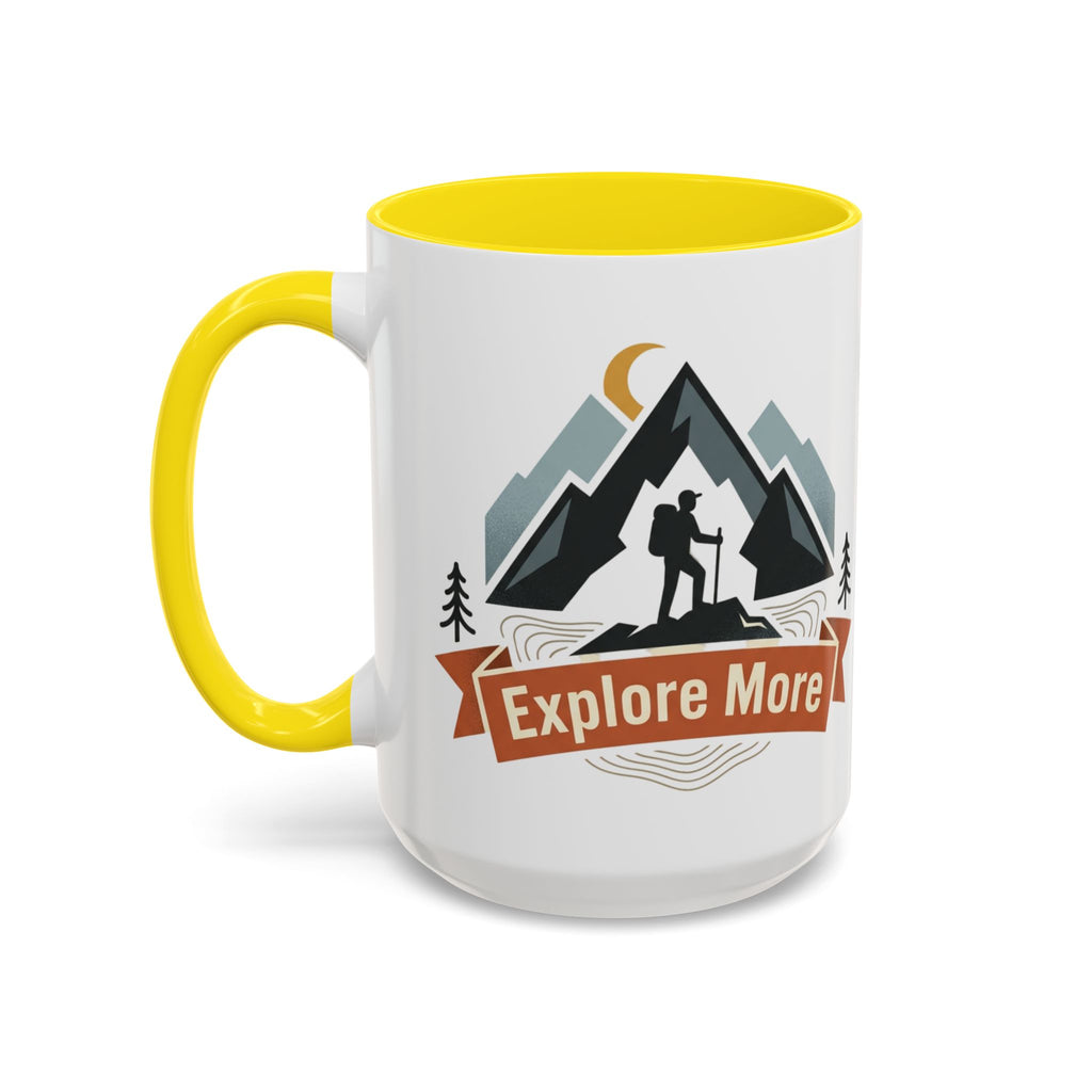 Adventure Coffee Mug — "Explore More" Mountain Camping Accent Mug (11/15oz)