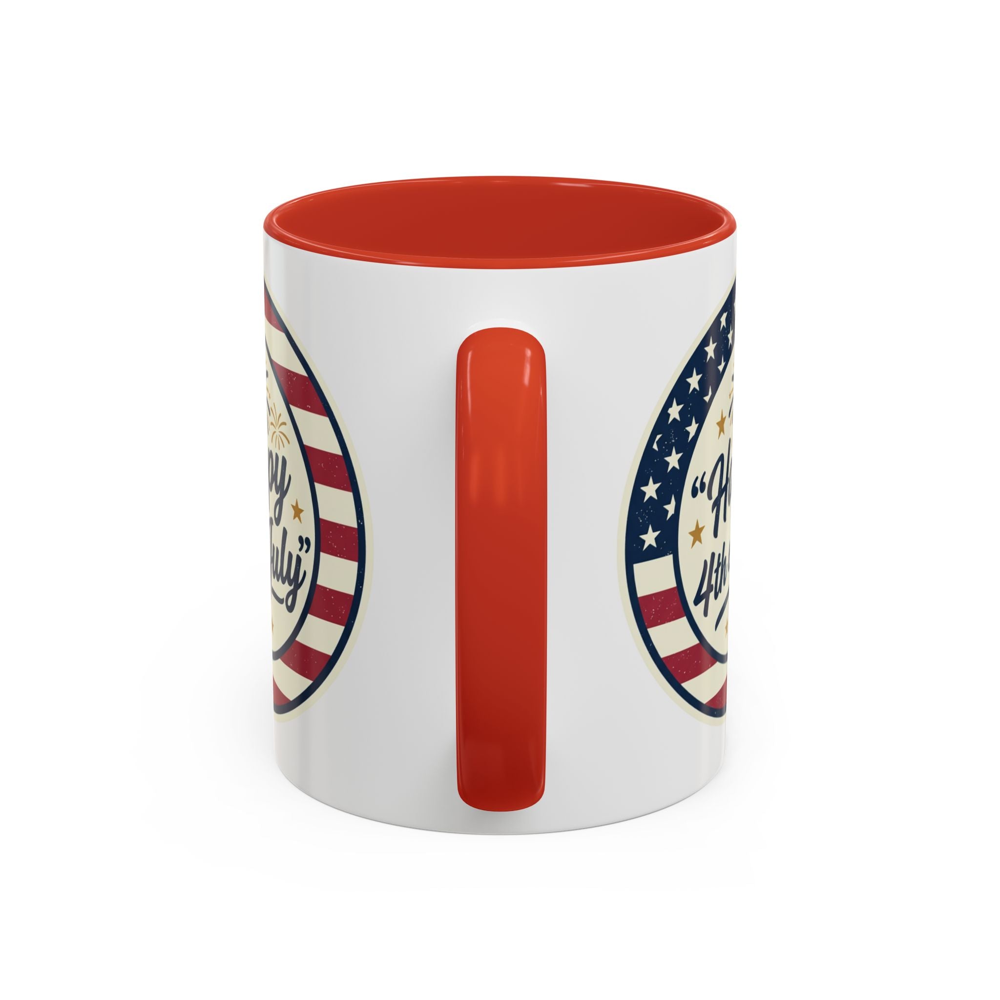 Happy 4th of July Accent Coffee Mug – Patriotic American Flag Design (11/15oz)