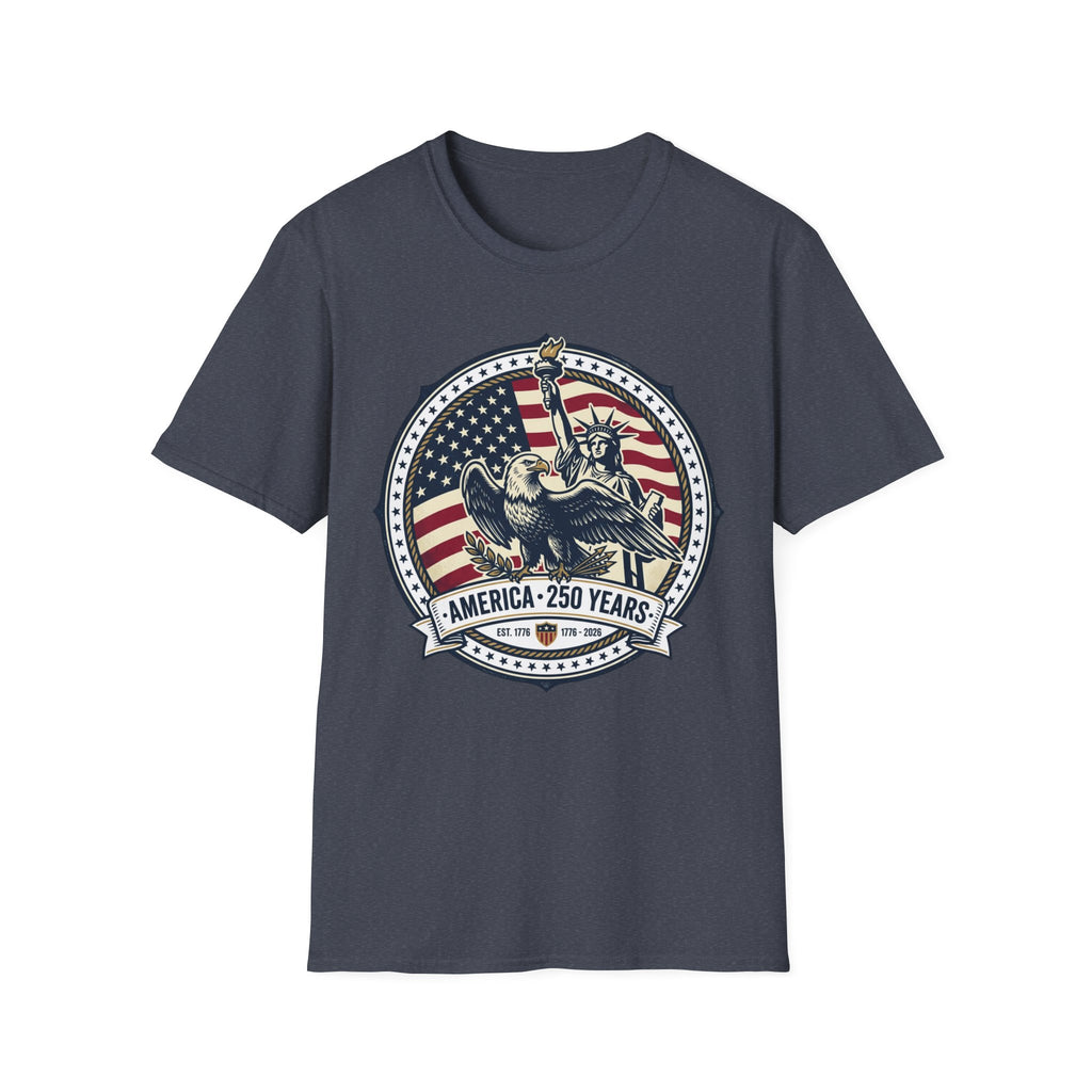 America 250 Years T-Shirt – Statue of Liberty Vintage Flag Graphic