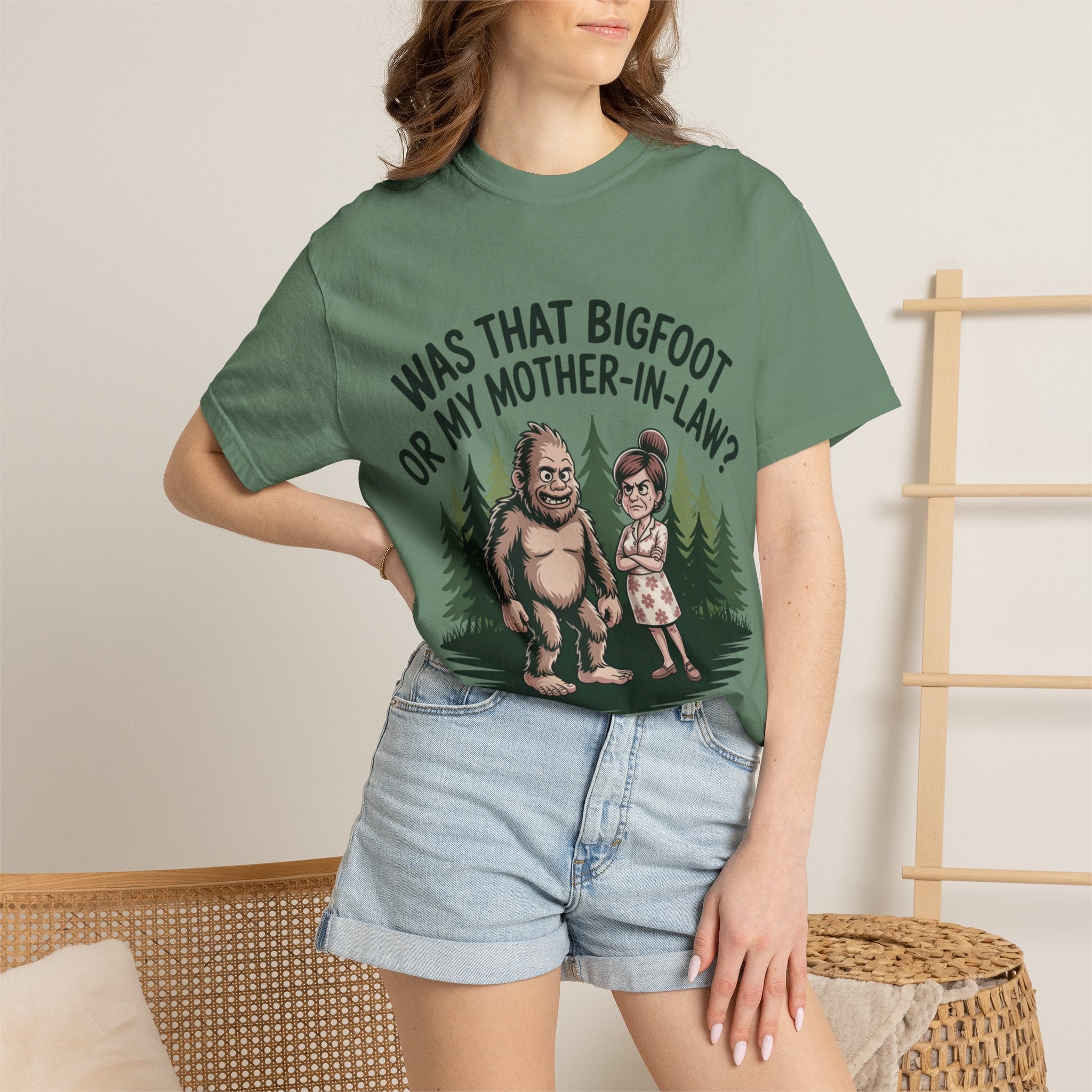 Funny Bigfoot T-Shirt — "Was That Bigfoot or My Mother-In-Law?" Graphic Tee