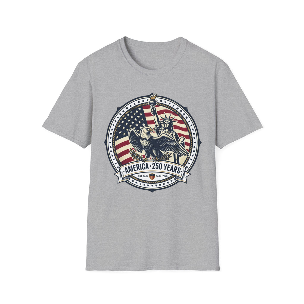America 250 Years T-Shirt – Statue of Liberty Vintage Flag Graphic