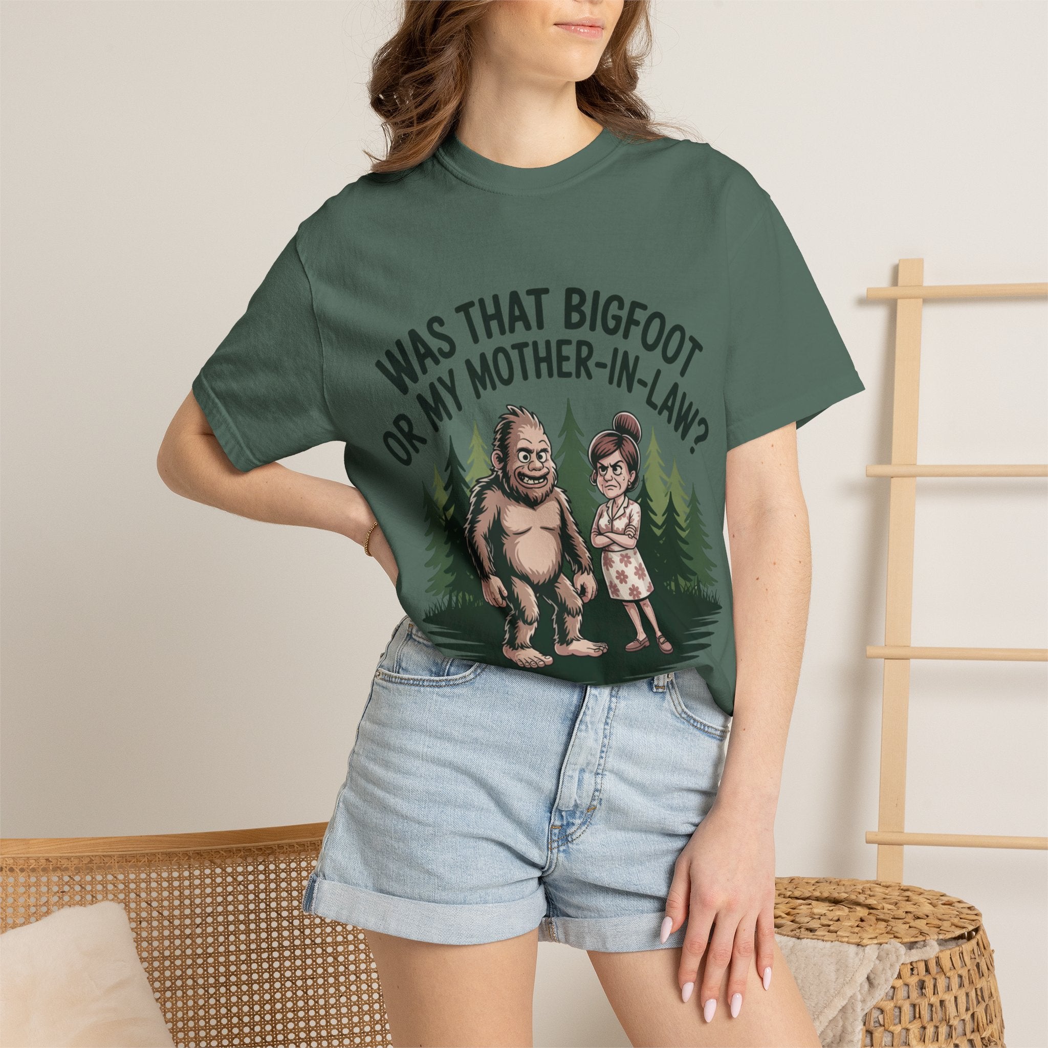 Funny Bigfoot T-Shirt — "Was That Bigfoot or My Mother-In-Law?" Graphic Tee