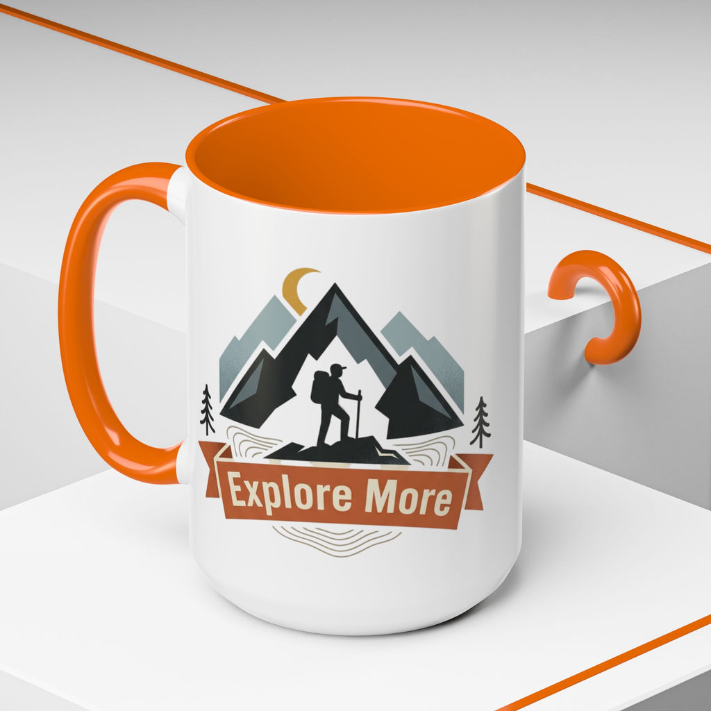 Adventure Coffee Mug — "Explore More" Mountain Camping Accent Mug (11/15oz)