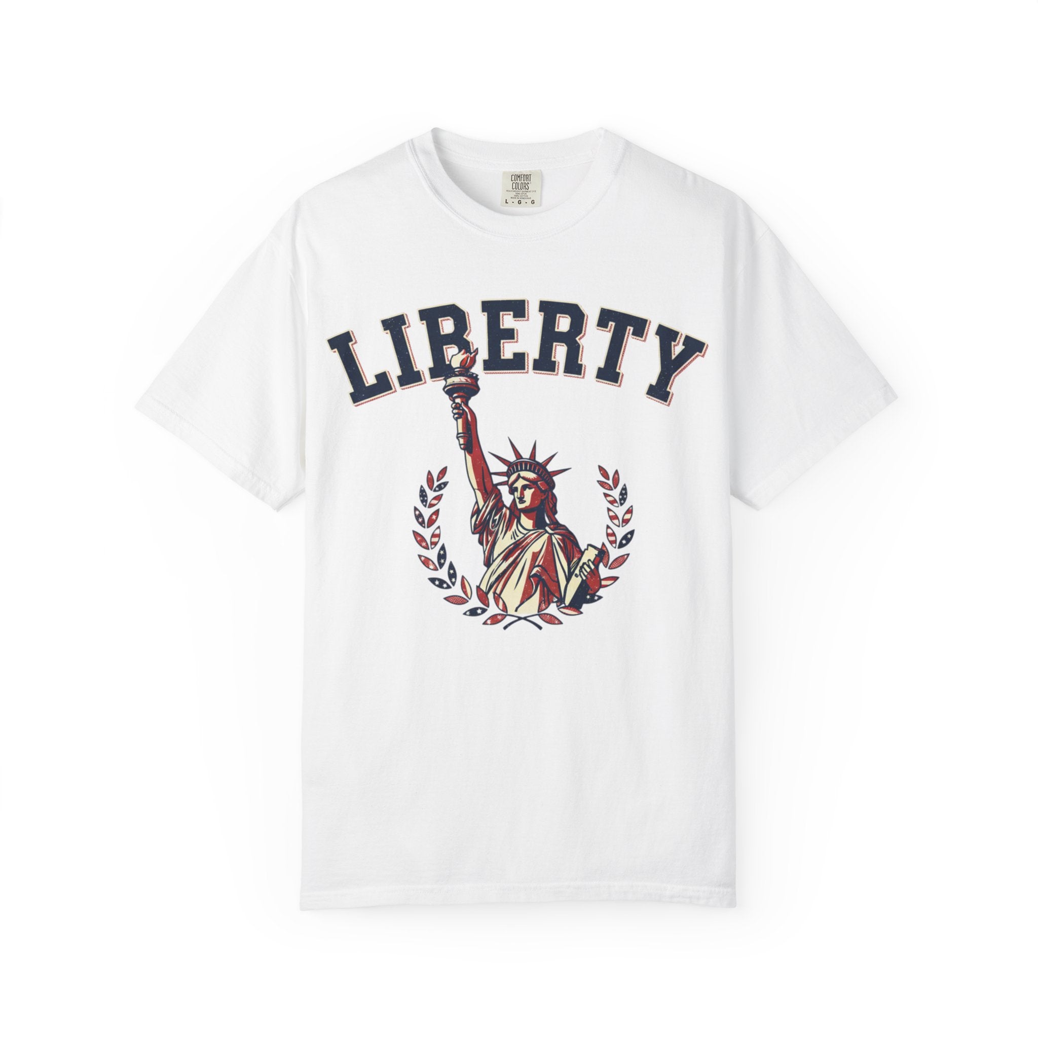 Liberty Statue T-Shirt — Patriotic 'LIBERTY' Graphic Tee