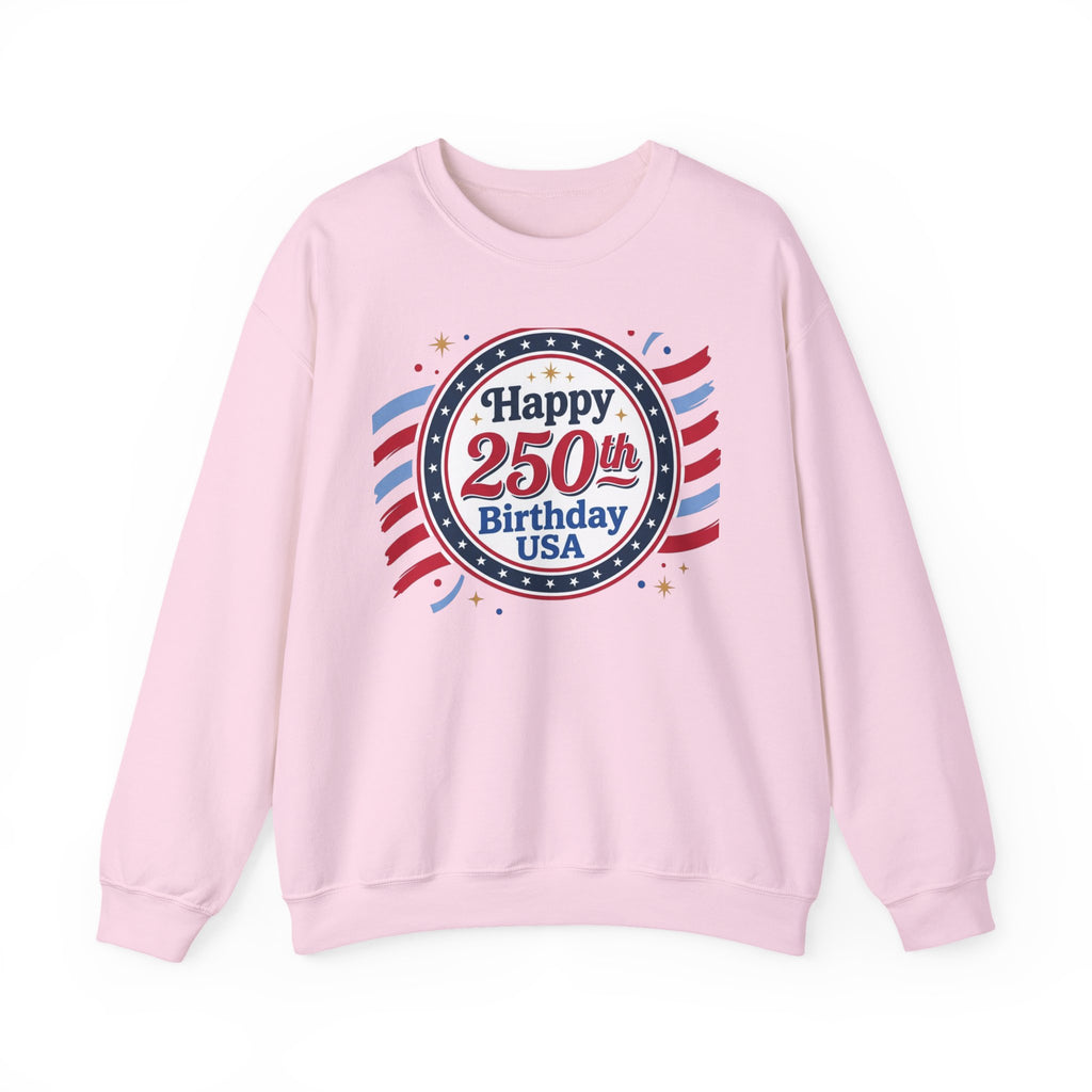 Happy 250th Birthday USA Crewneck Sweatshirt — Patriotic 250th Anniversary Pullover