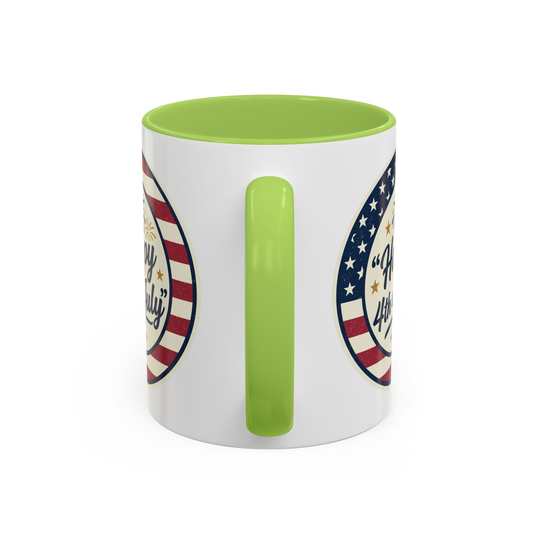Happy 4th of July Accent Coffee Mug – Patriotic American Flag Design (11/15oz)
