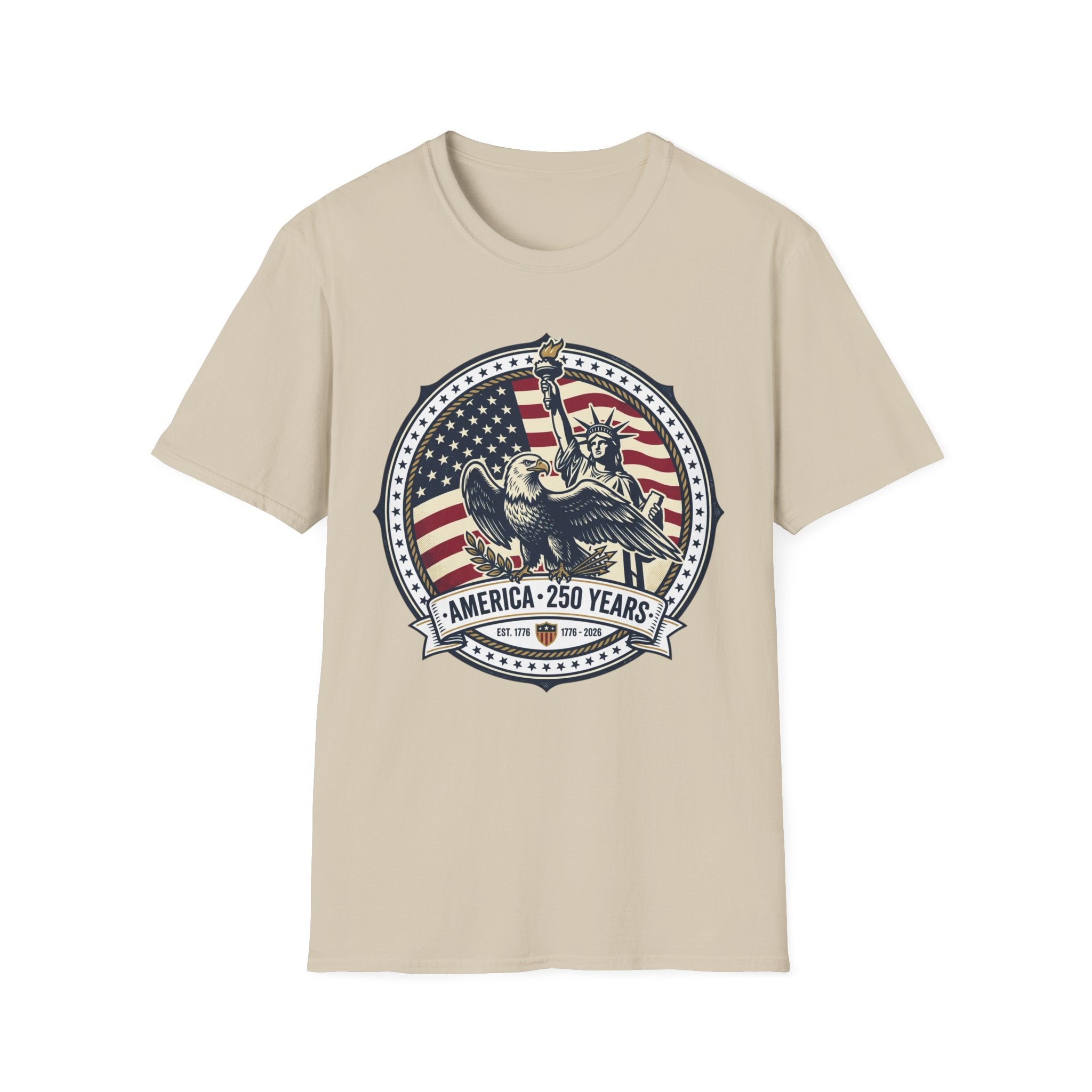 America 250 Years T-Shirt – Statue of Liberty Vintage Flag Graphic