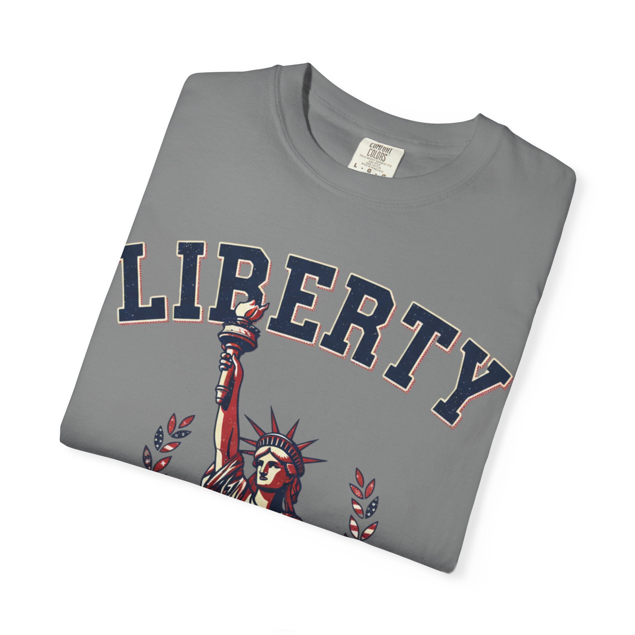 Liberty Statue T-Shirt — Patriotic 'LIBERTY' Graphic Tee