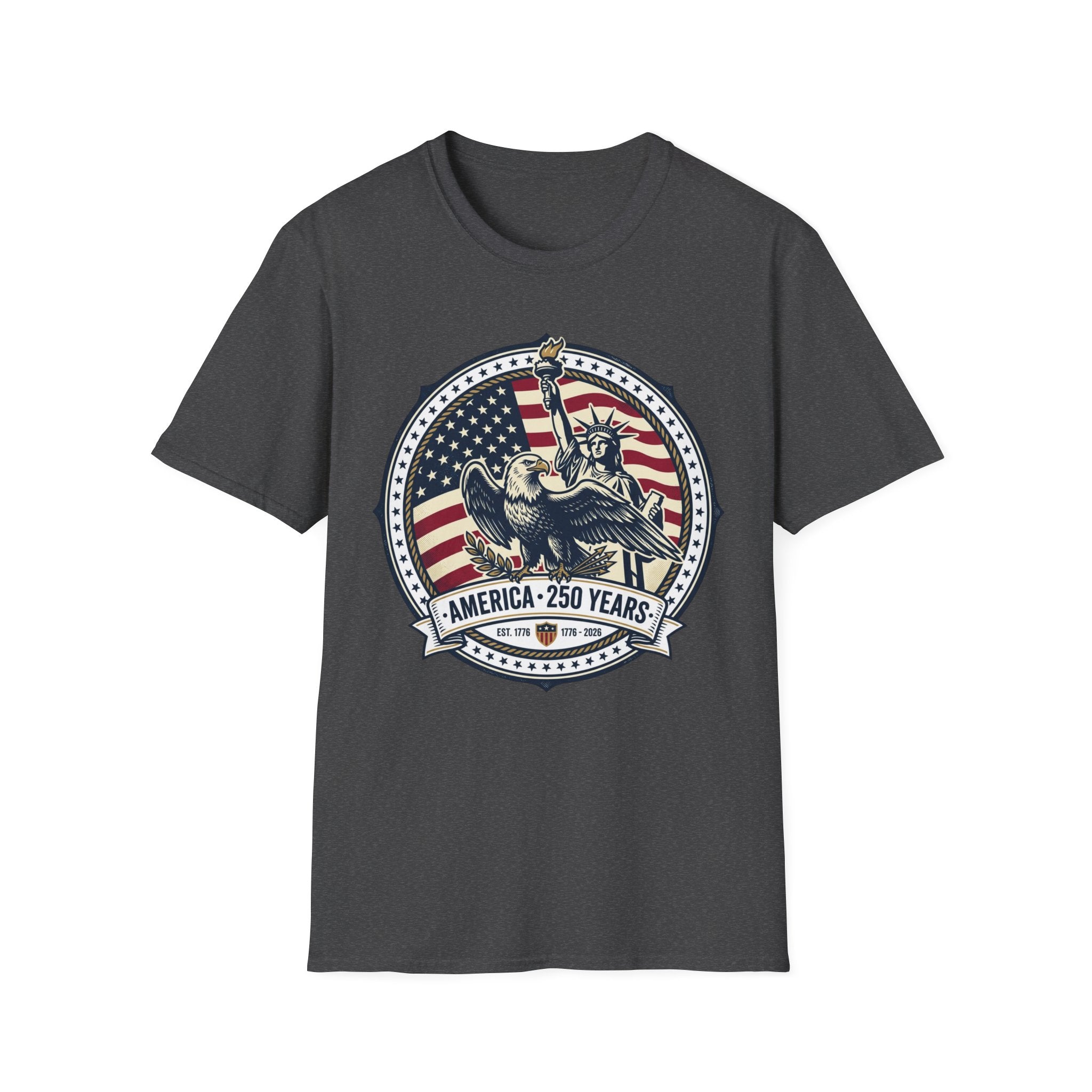 America 250 Years T-Shirt – Statue of Liberty Vintage Flag Graphic