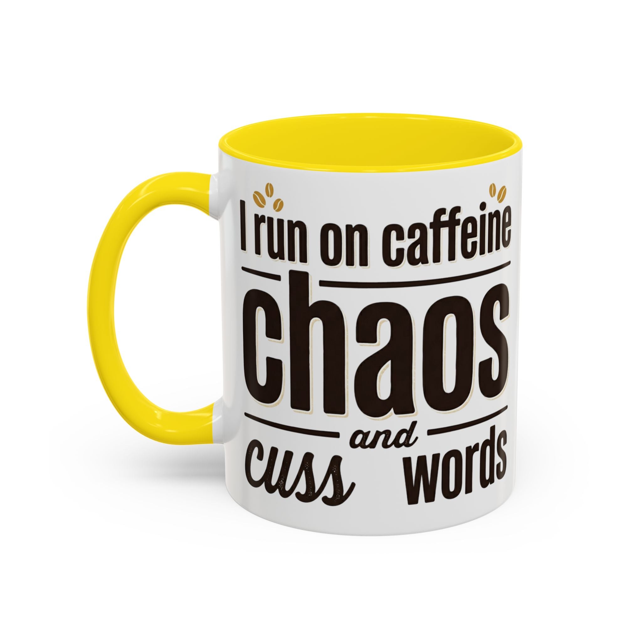 Coffee Mug - "Powered by Caffeine, Chaos & Cuss words" Accent 11/15oz