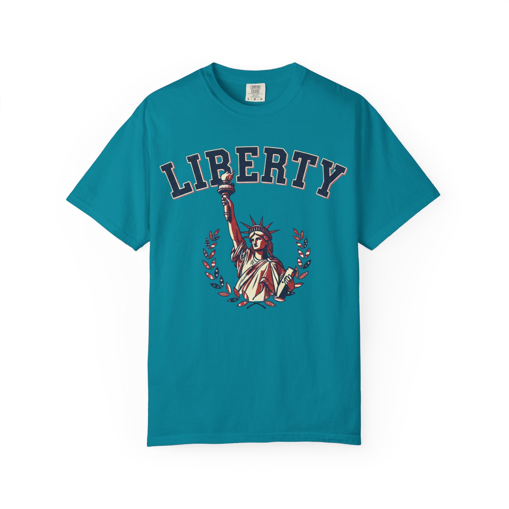 Liberty Statue T-Shirt — Patriotic 'LIBERTY' Graphic Tee