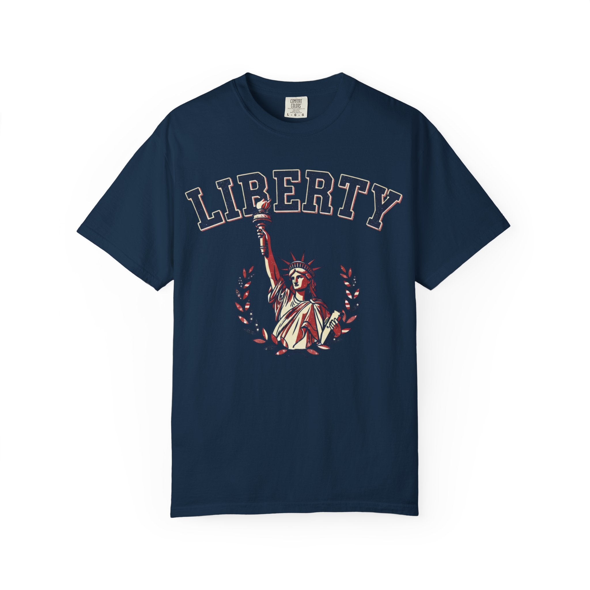 Liberty Statue T-Shirt — Patriotic 'LIBERTY' Graphic Tee