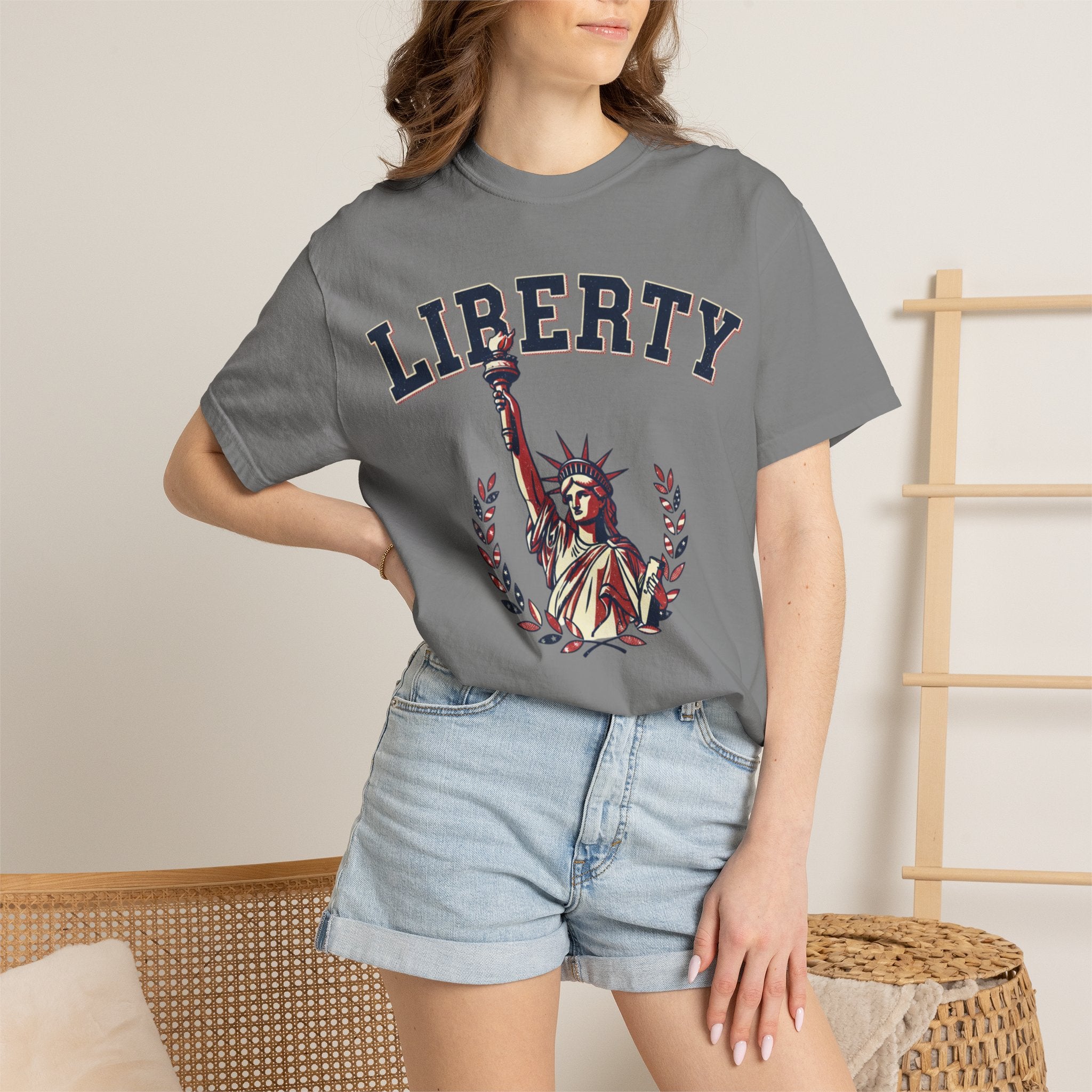 Liberty Statue T-Shirt — Patriotic 'LIBERTY' Graphic Tee