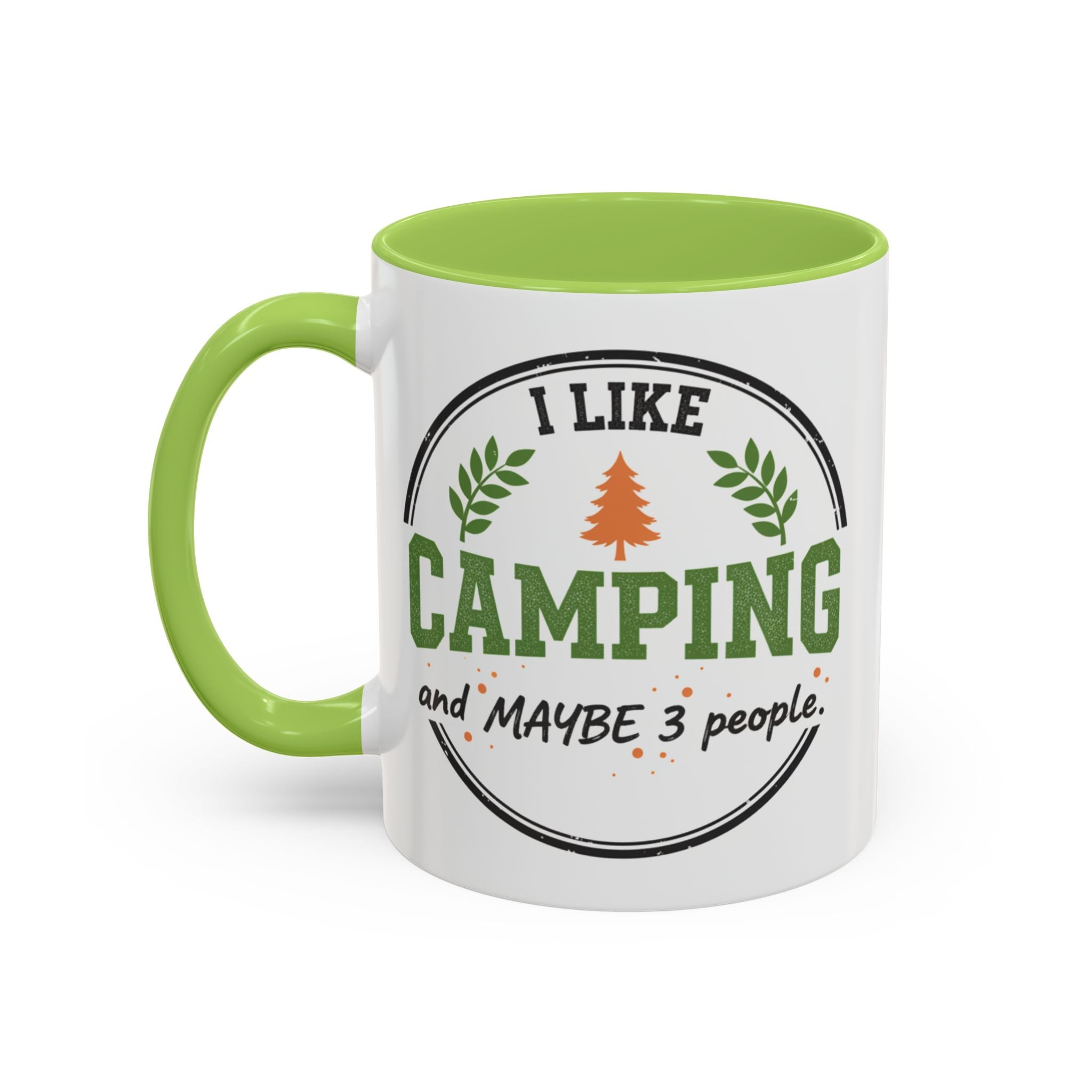 Funny Camping Accent Coffee Mug — I like CAMPING and MAYBE 3 people.