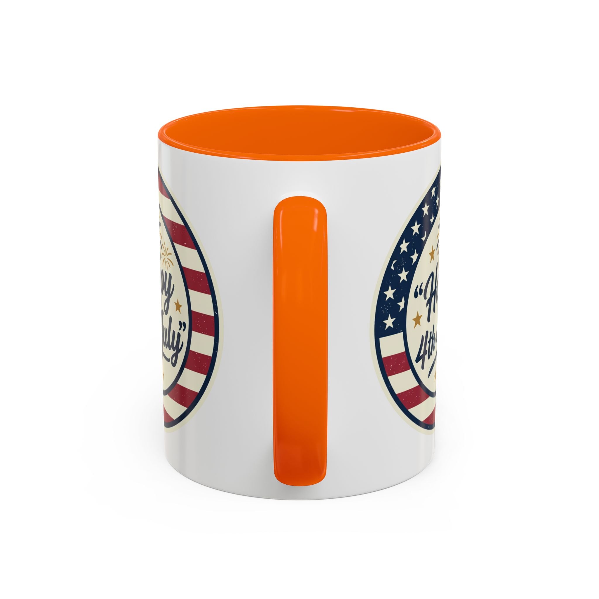 Happy 4th of July Accent Coffee Mug – Patriotic American Flag Design (11/15oz)