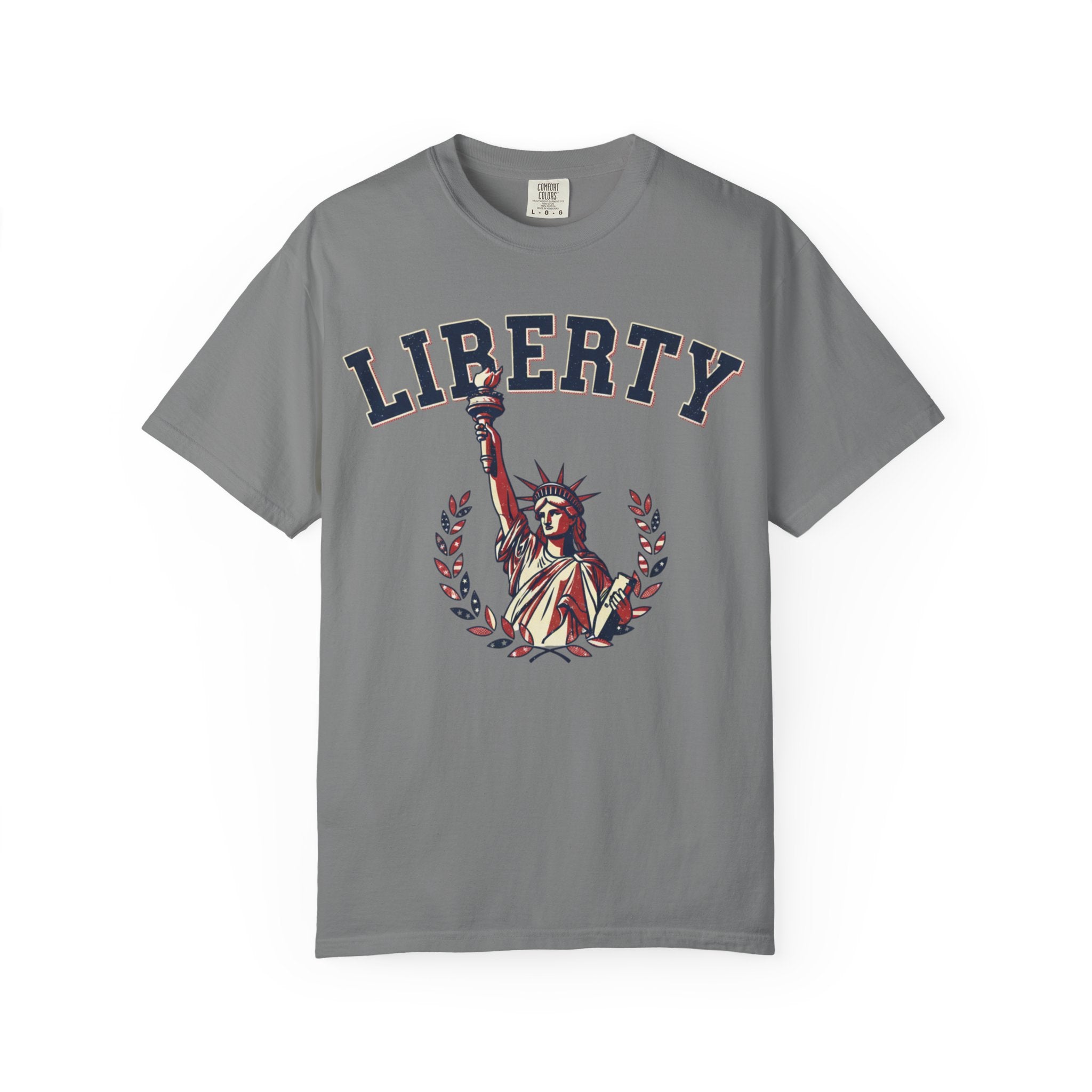 Liberty Statue T-Shirt — Patriotic 'LIBERTY' Graphic Tee