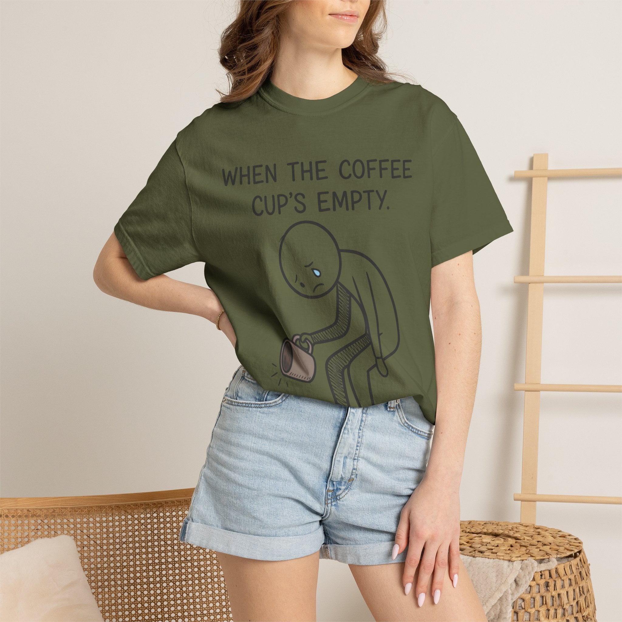 Coffee Sadness T-Shirt — "When the Coffee Cup's Empty" Funny Graphic Tee