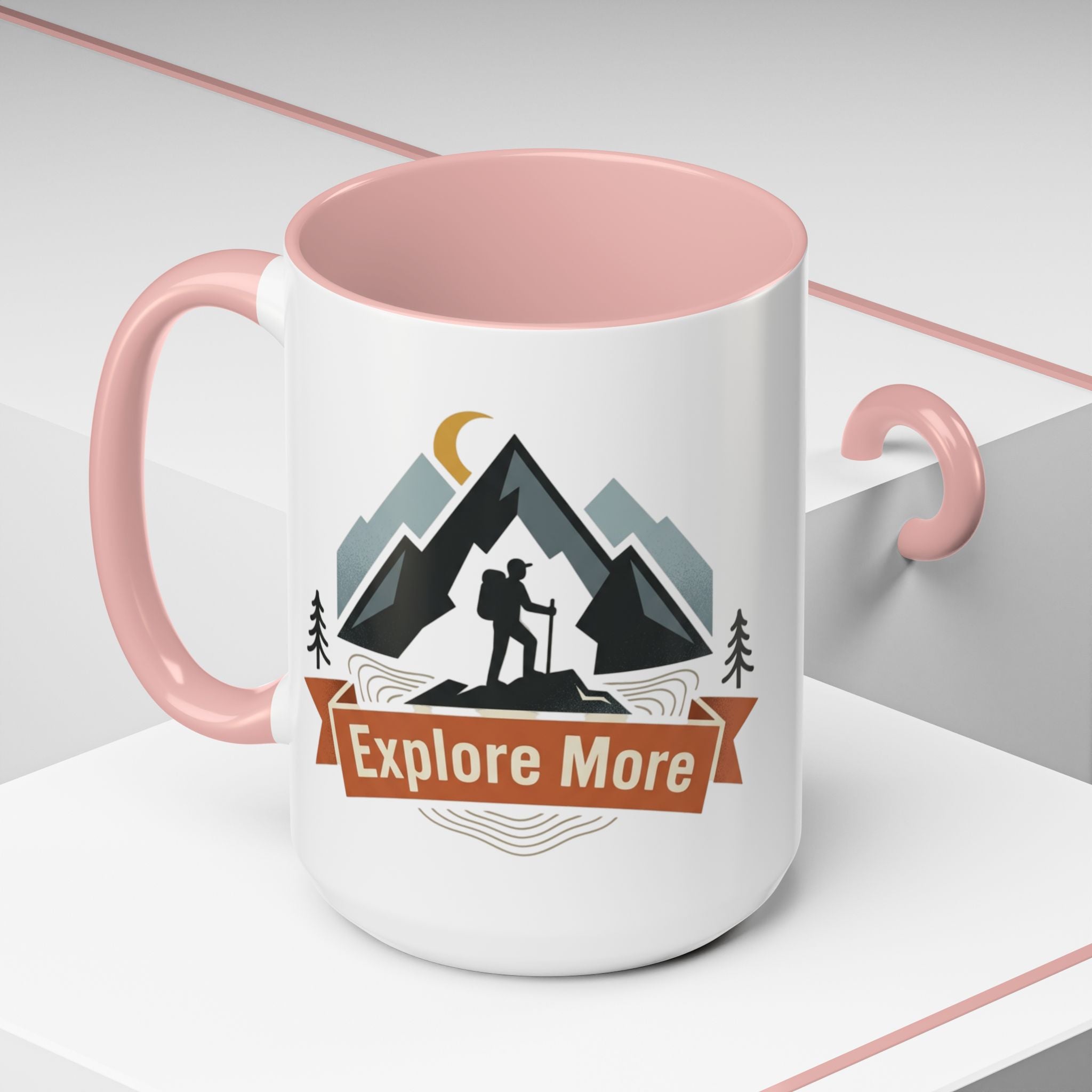 Adventure Coffee Mug — "Explore More" Mountain Camping Accent Mug (11/15oz)