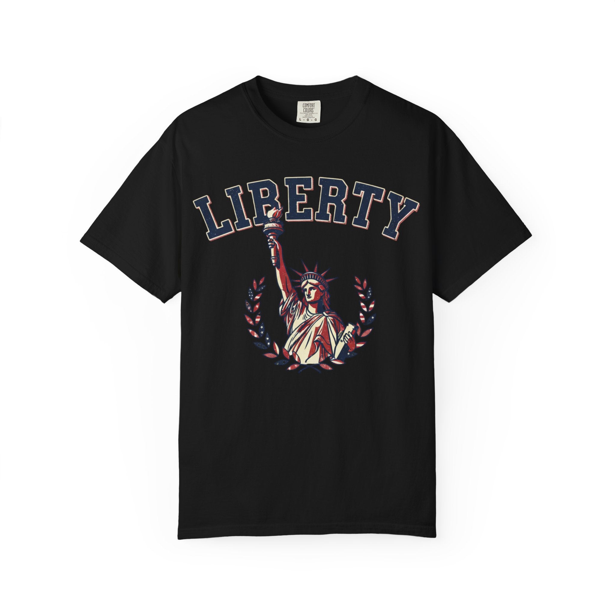 Liberty Statue T-Shirt — Patriotic 'LIBERTY' Graphic Tee