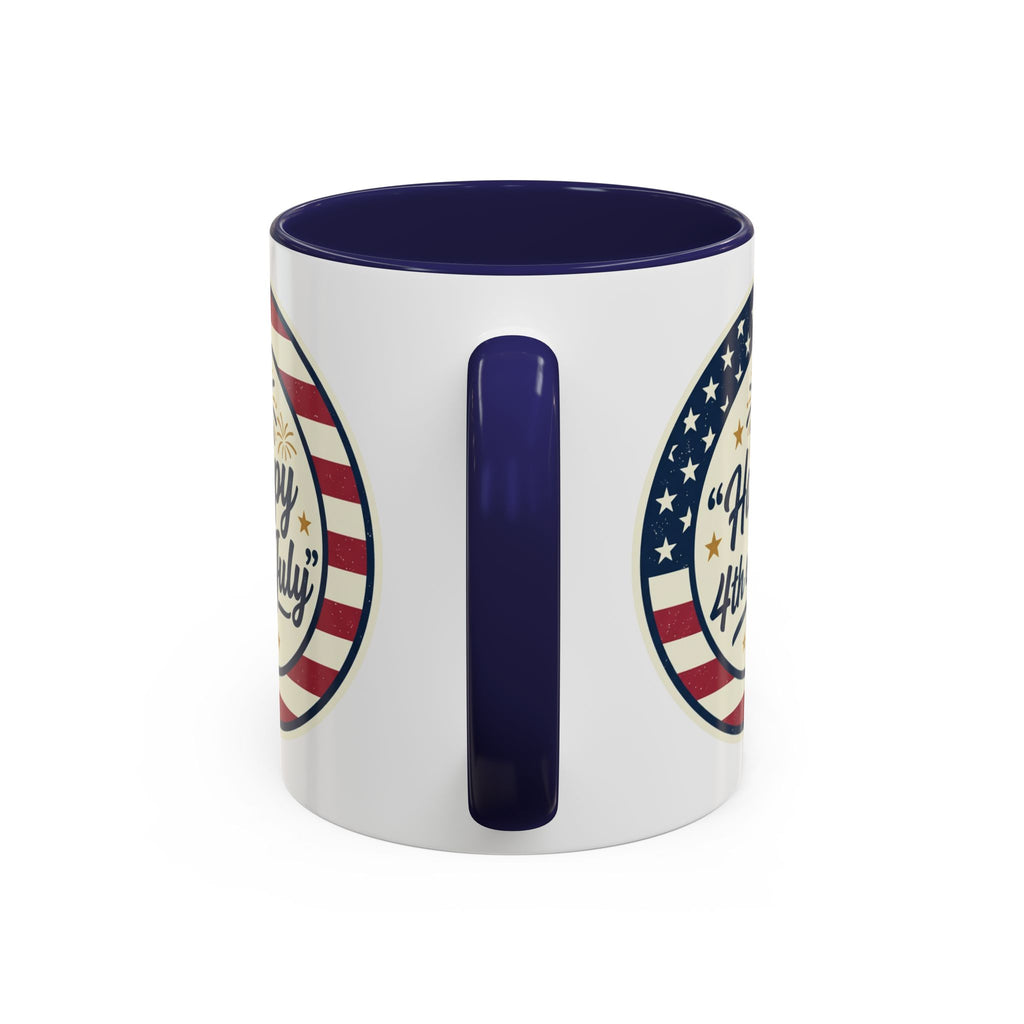 Happy 4th of July Accent Coffee Mug – Patriotic American Flag Design (11/15oz)