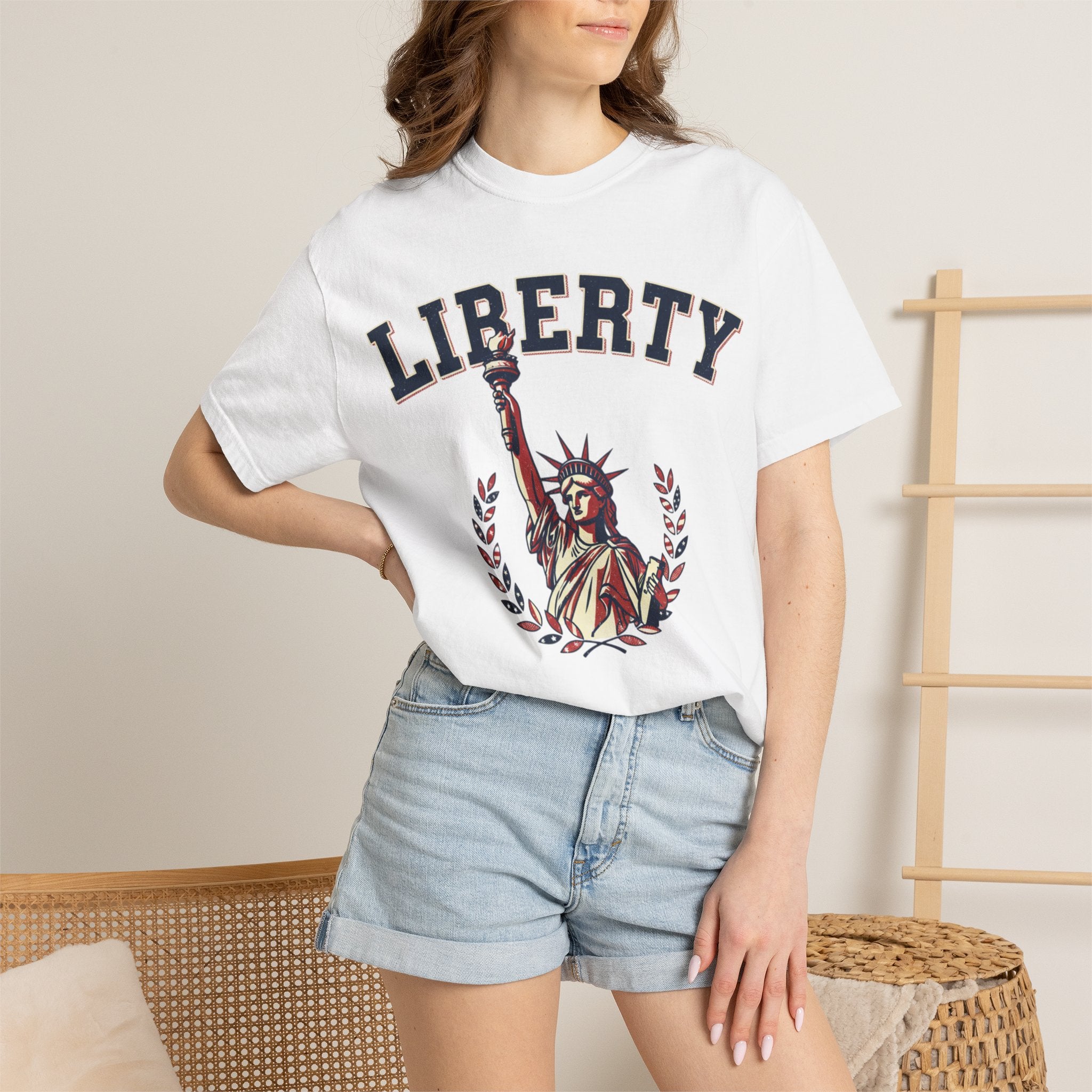 Liberty Statue T-Shirt — Patriotic 'LIBERTY' Graphic Tee