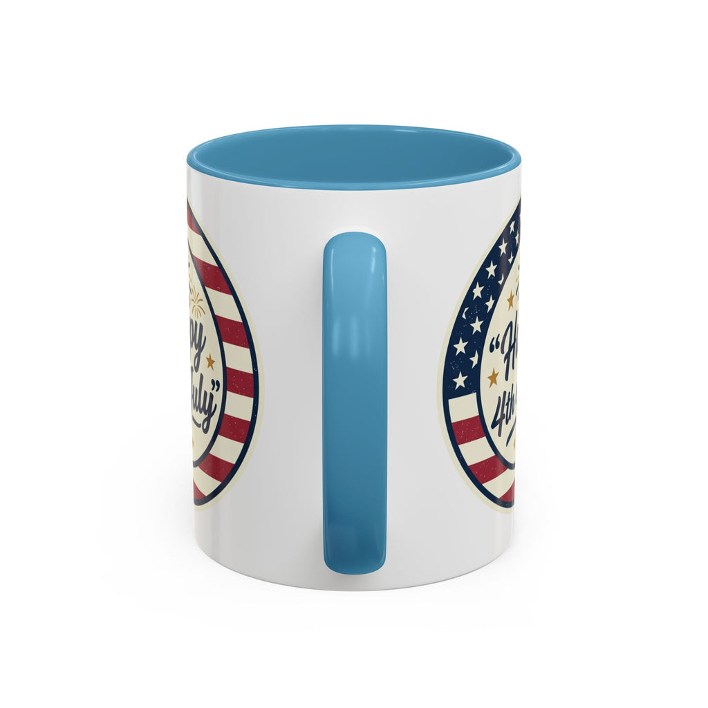 Happy 4th of July Accent Coffee Mug – Patriotic American Flag Design (11/15oz)