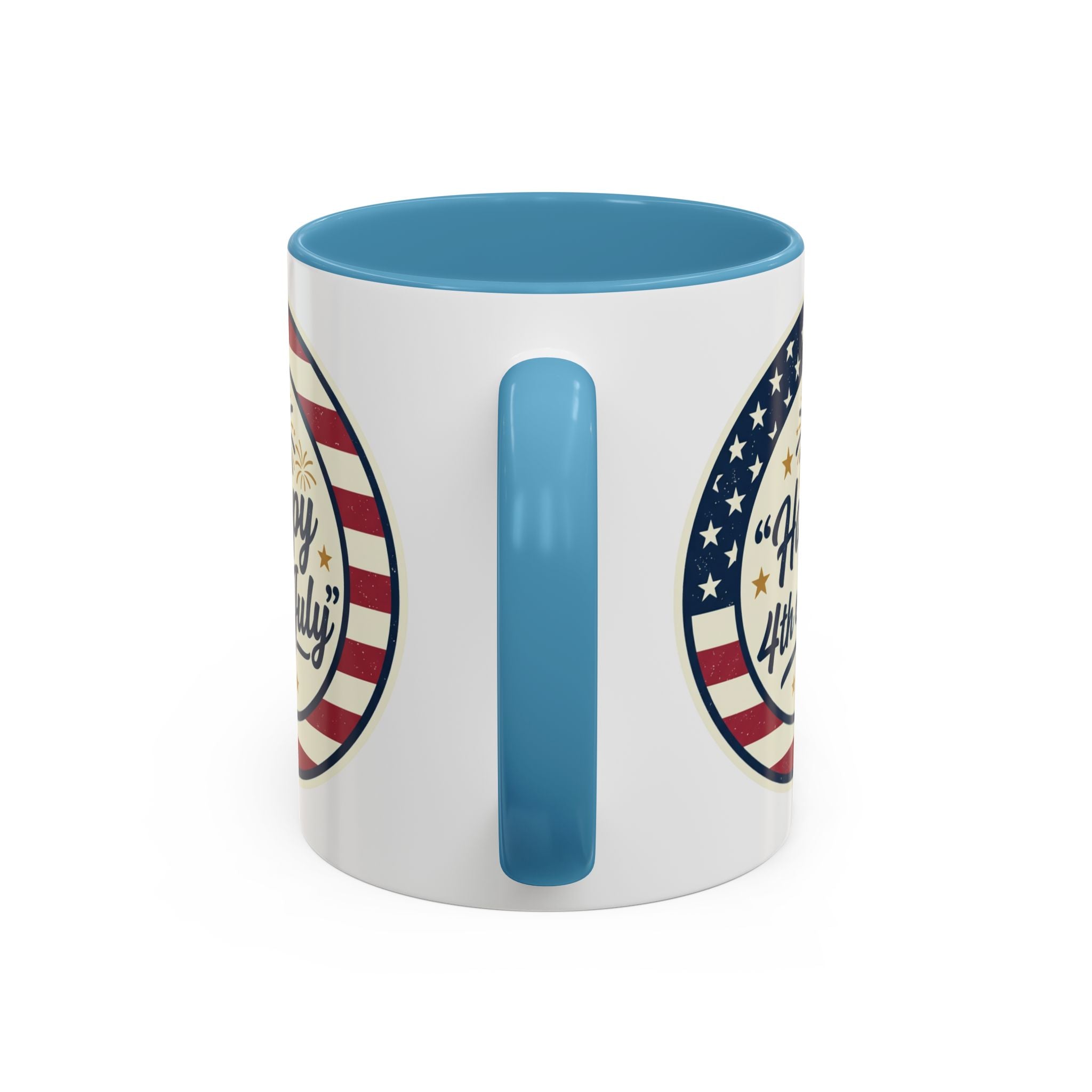 Happy 4th of July Accent Coffee Mug – Patriotic American Flag Design (11/15oz)