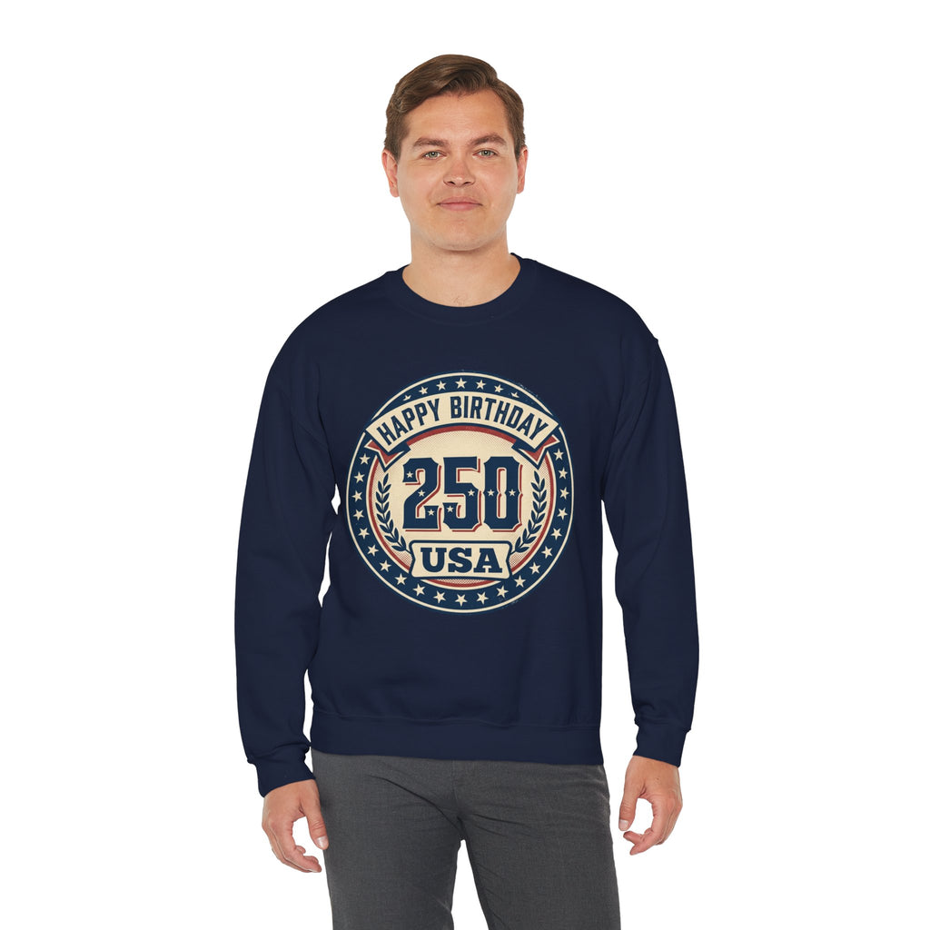 250th USA Birthday Crewneck Sweatshirt – Vintage Independence Celebration