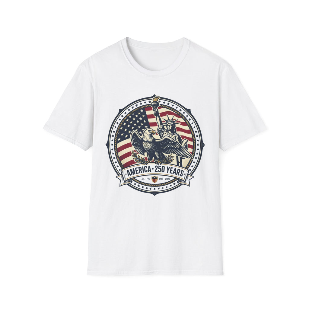 America 250 Years T-Shirt – Statue of Liberty Vintage Flag Graphic