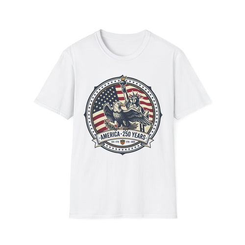 America 250 Years T-Shirt – Statue of Liberty Vintage Flag Graphic
