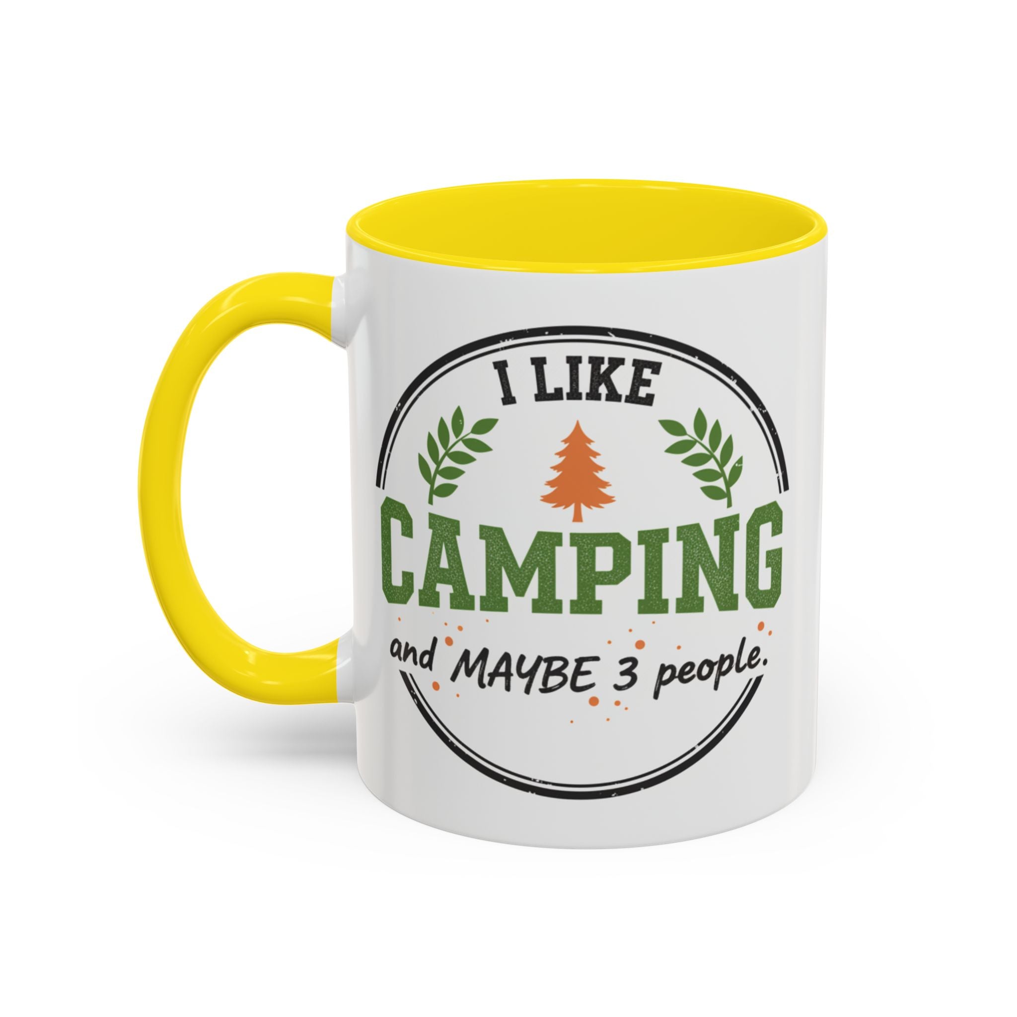 Funny Camping Accent Coffee Mug — I like CAMPING and MAYBE 3 people.