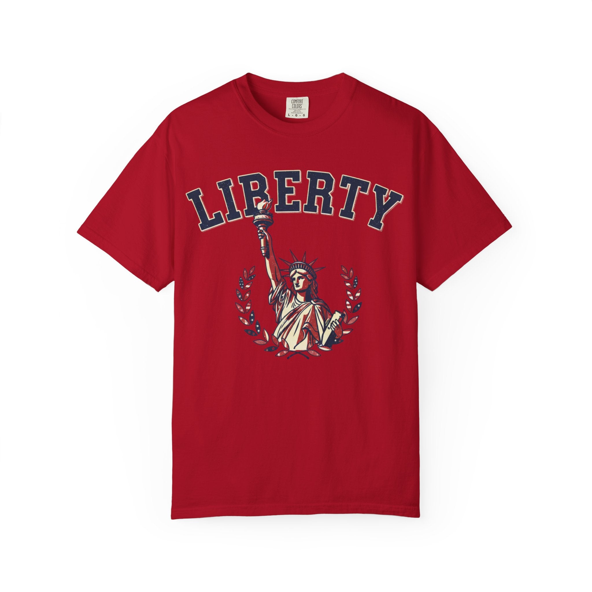 Liberty Statue T-Shirt — Patriotic 'LIBERTY' Graphic Tee