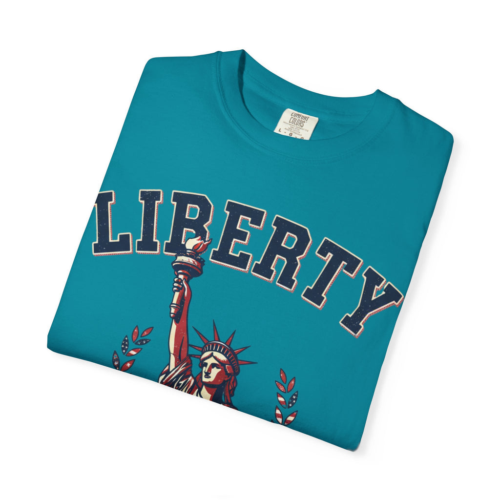 Liberty Statue T-Shirt — Patriotic 'LIBERTY' Graphic Tee