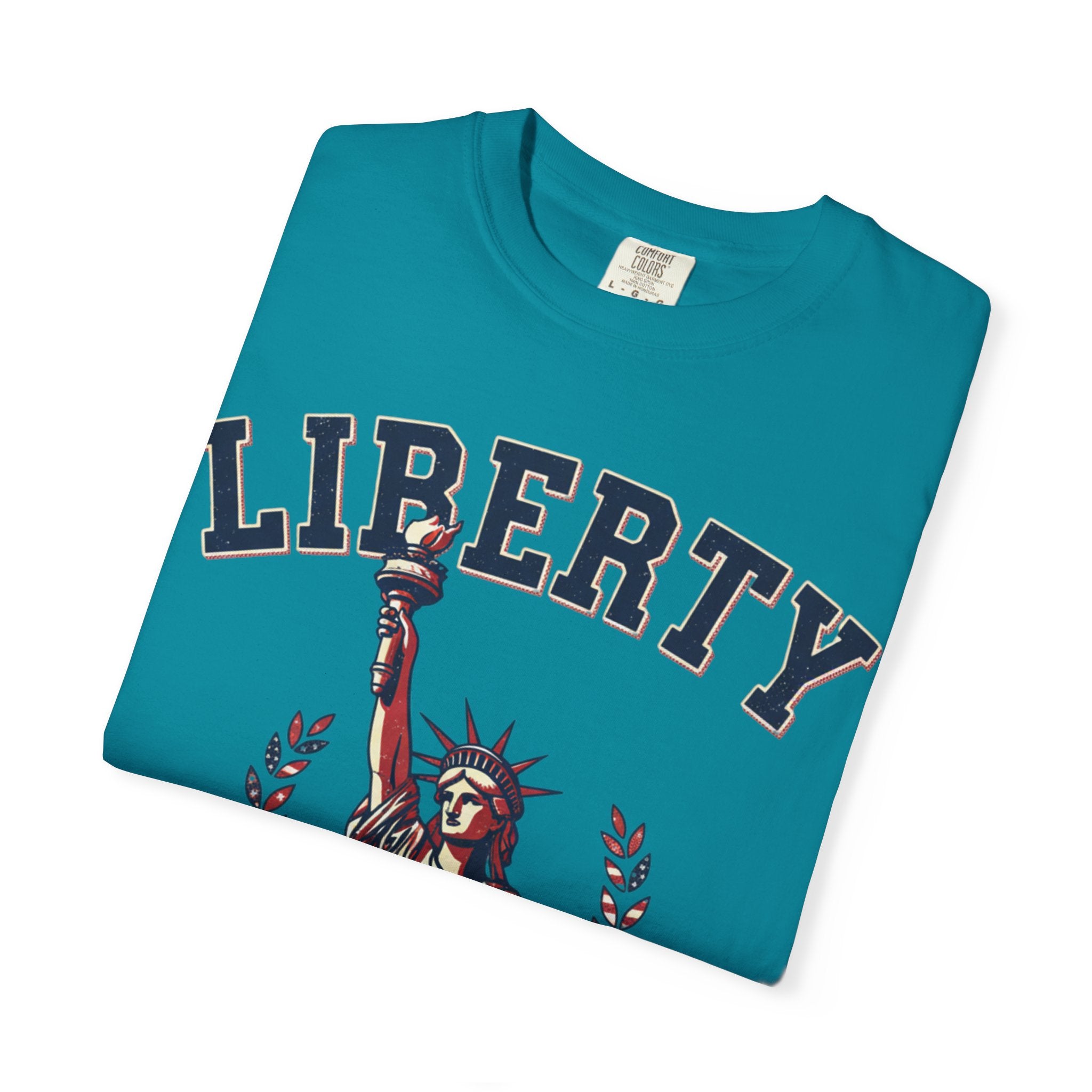 Liberty Statue T-Shirt — Patriotic 'LIBERTY' Graphic Tee