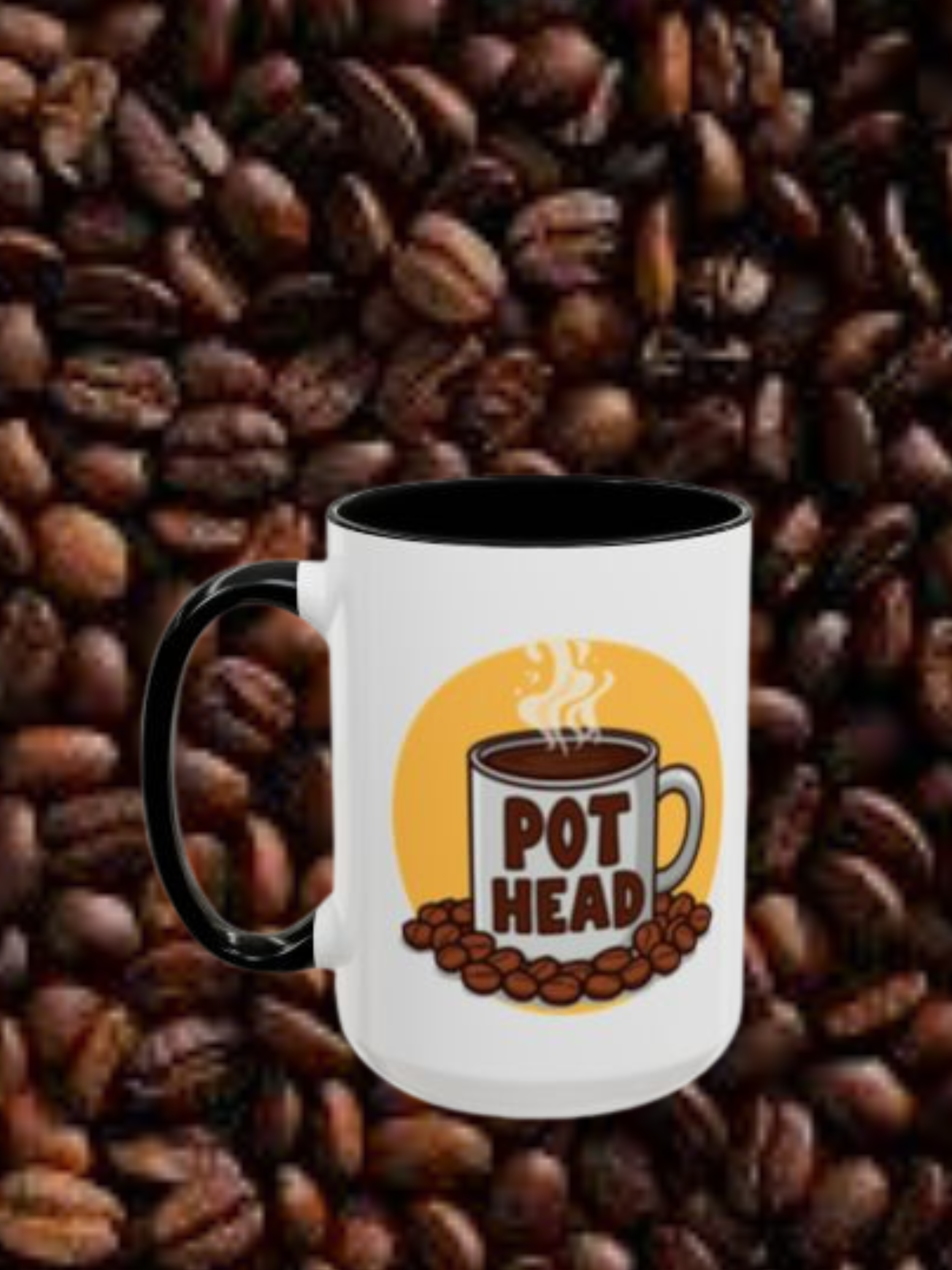 Coffee Mug - Funny coffee "Pot Head" Accent Mug (11/15oz)