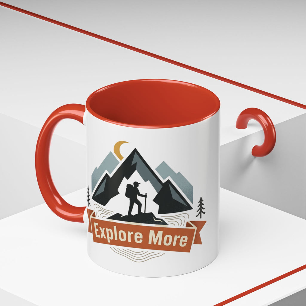 Adventure Coffee Mug — "Explore More" Mountain Camping Accent Mug (11/15oz)