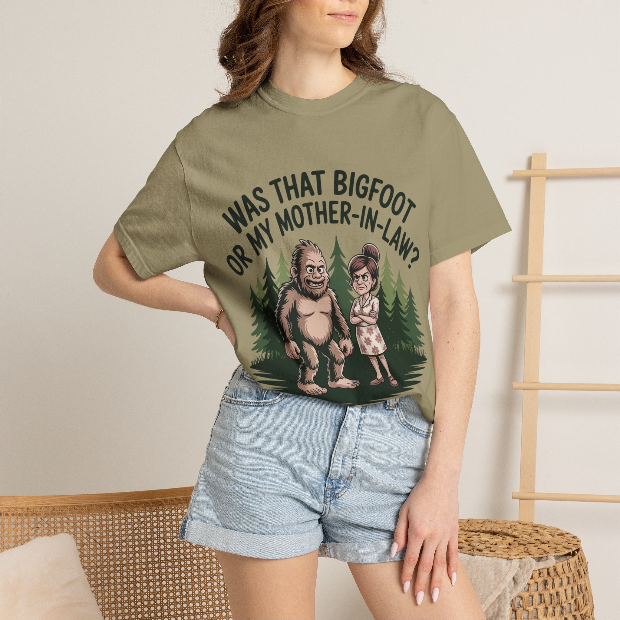 Funny Bigfoot T-Shirt — "Was That Bigfoot or My Mother-In-Law?" Graphic Tee