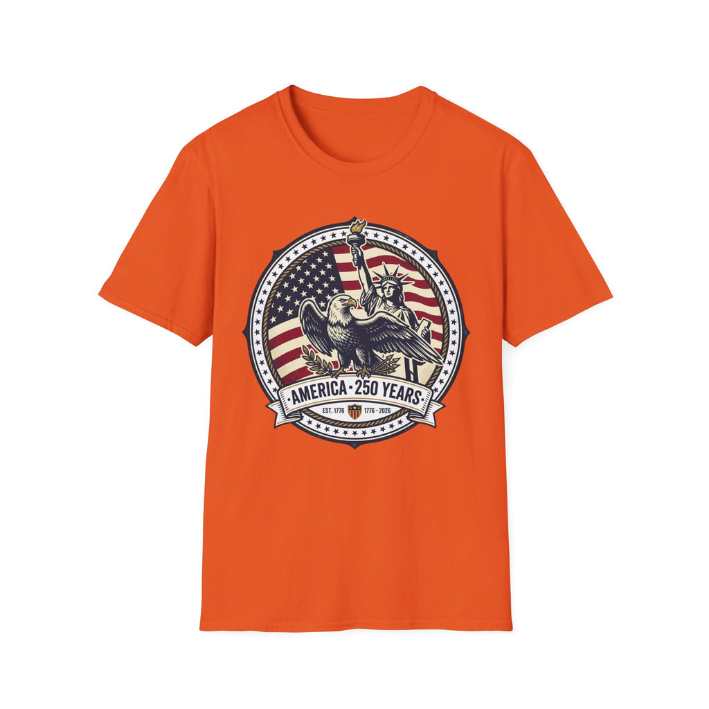 America 250 Years T-Shirt – Statue of Liberty Vintage Flag Graphic