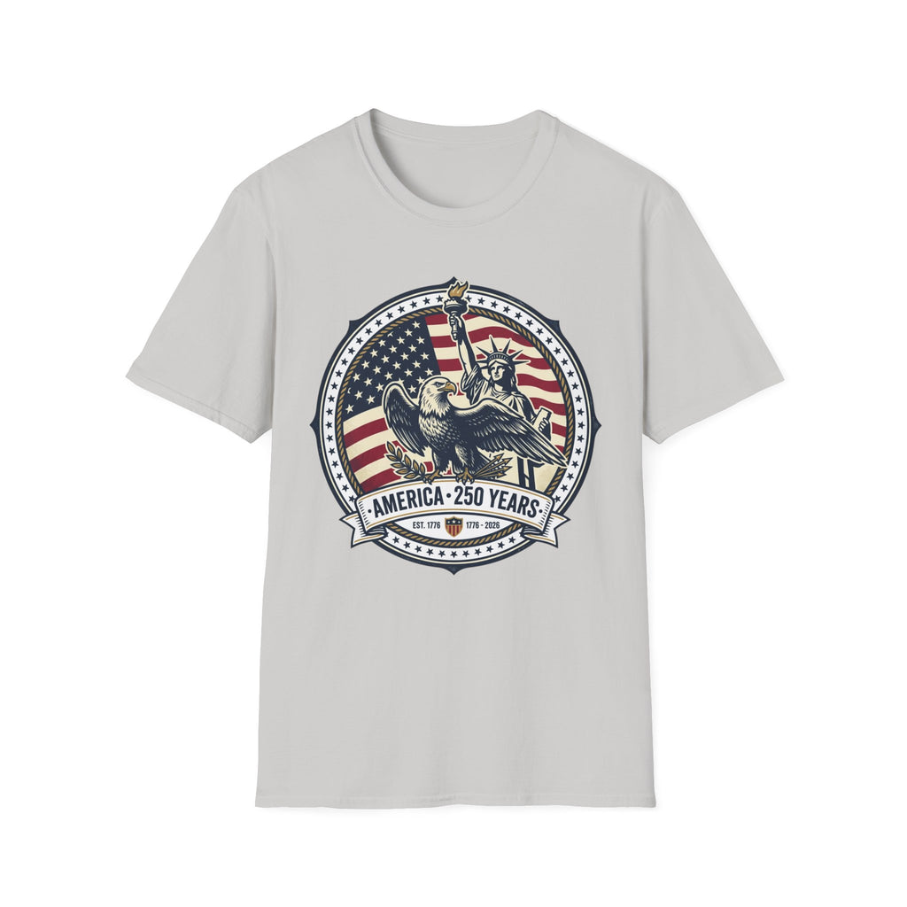 America 250 Years T-Shirt – Statue of Liberty Vintage Flag Graphic