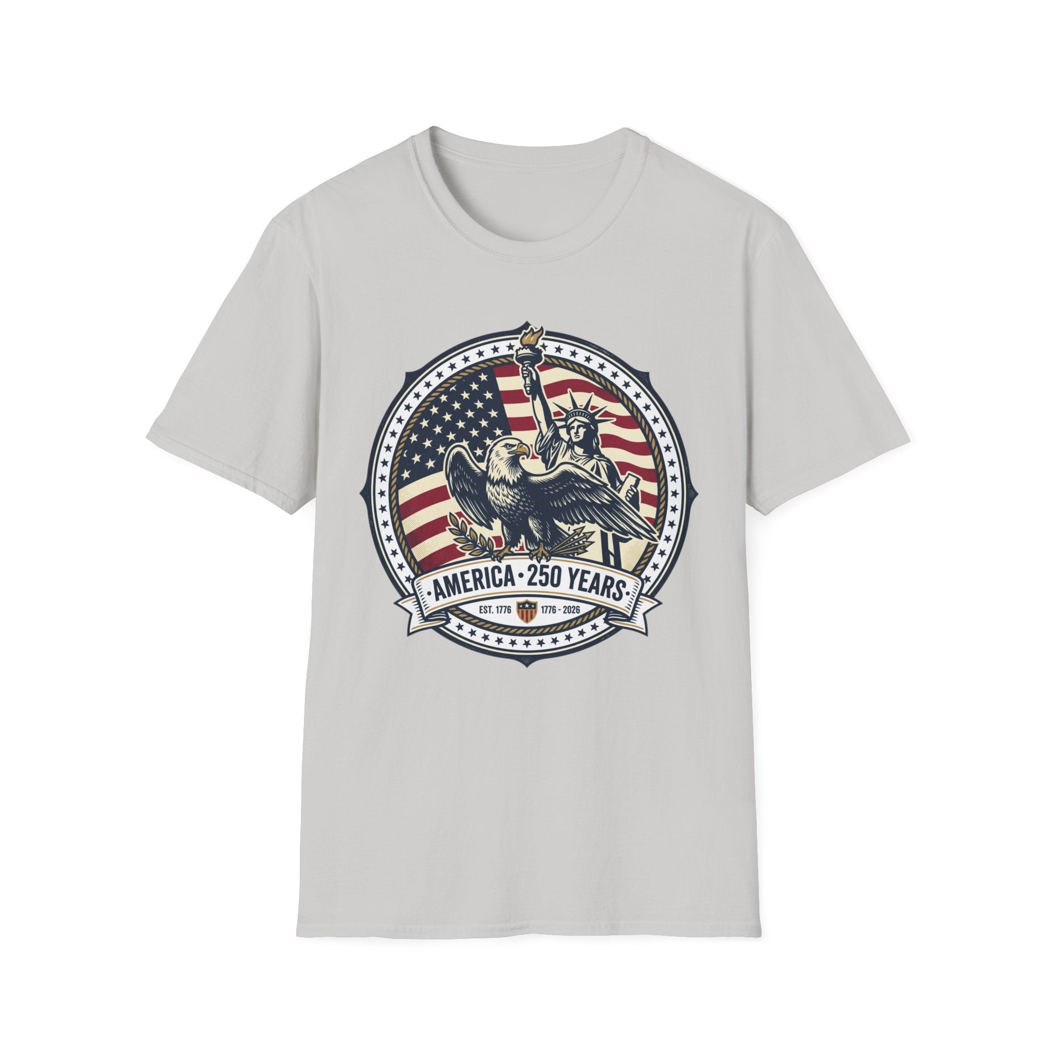 America 250 Years T-Shirt – Statue of Liberty Vintage Flag Graphic