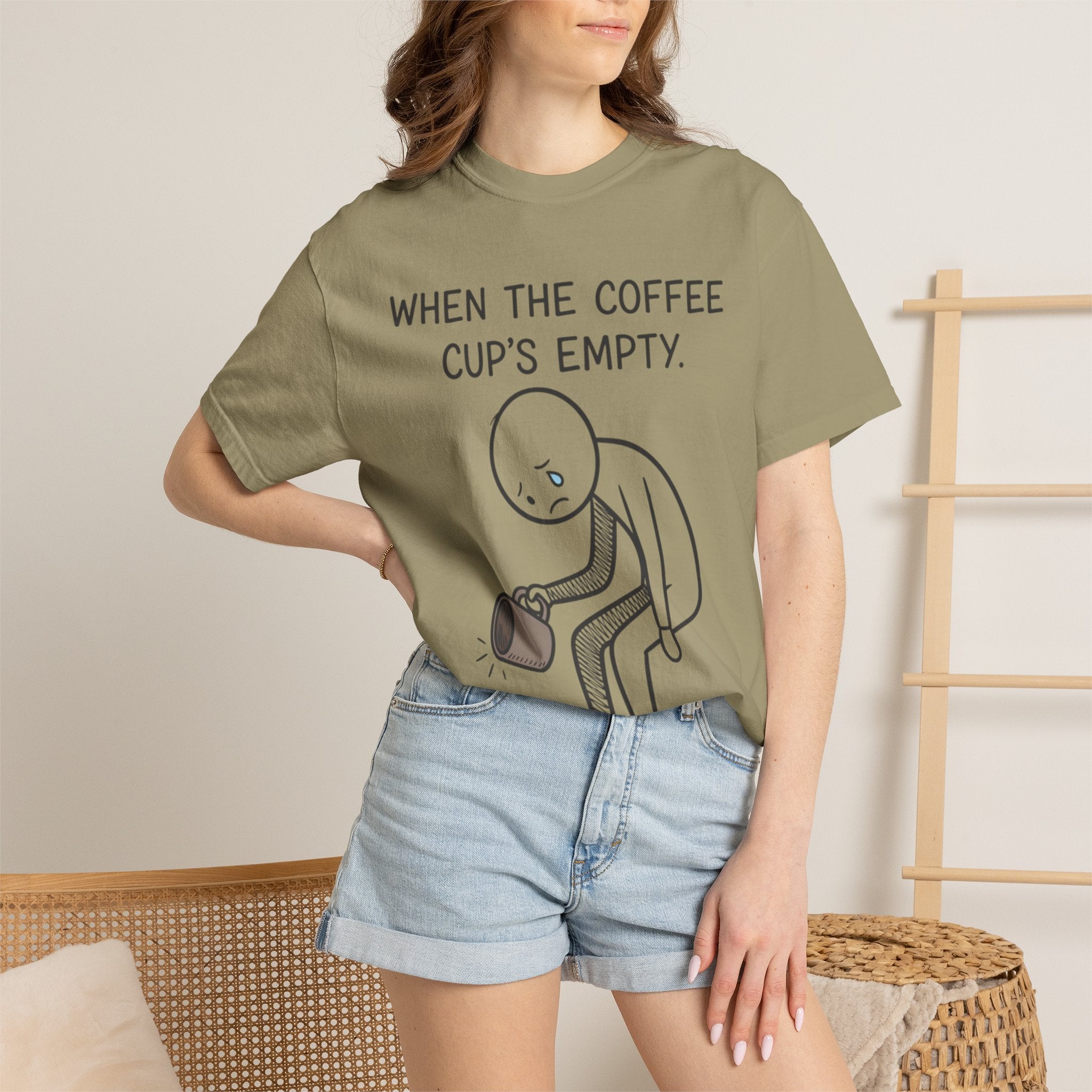 Coffee Sadness T-Shirt — "When the Coffee Cup's Empty" Funny Graphic Tee