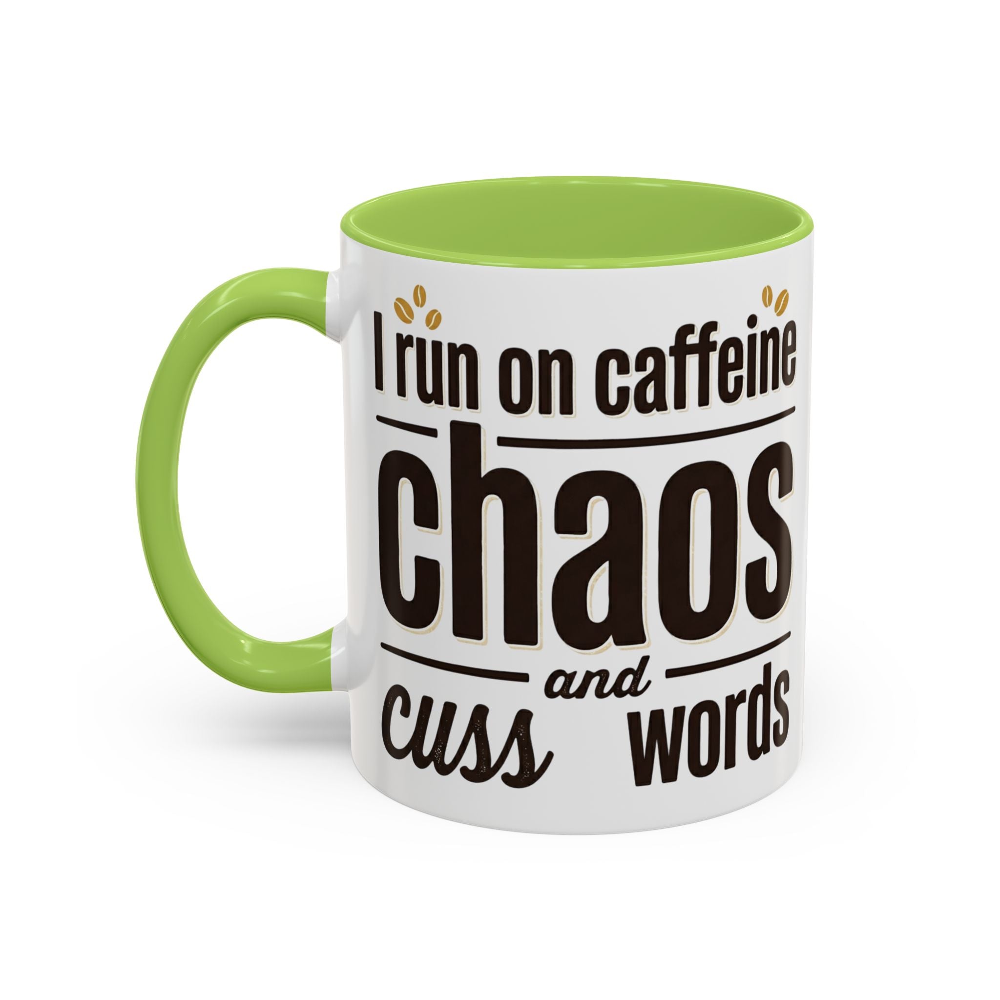 Coffee Mug - "Powered by Caffeine, Chaos & Cuss words" Accent 11/15oz
