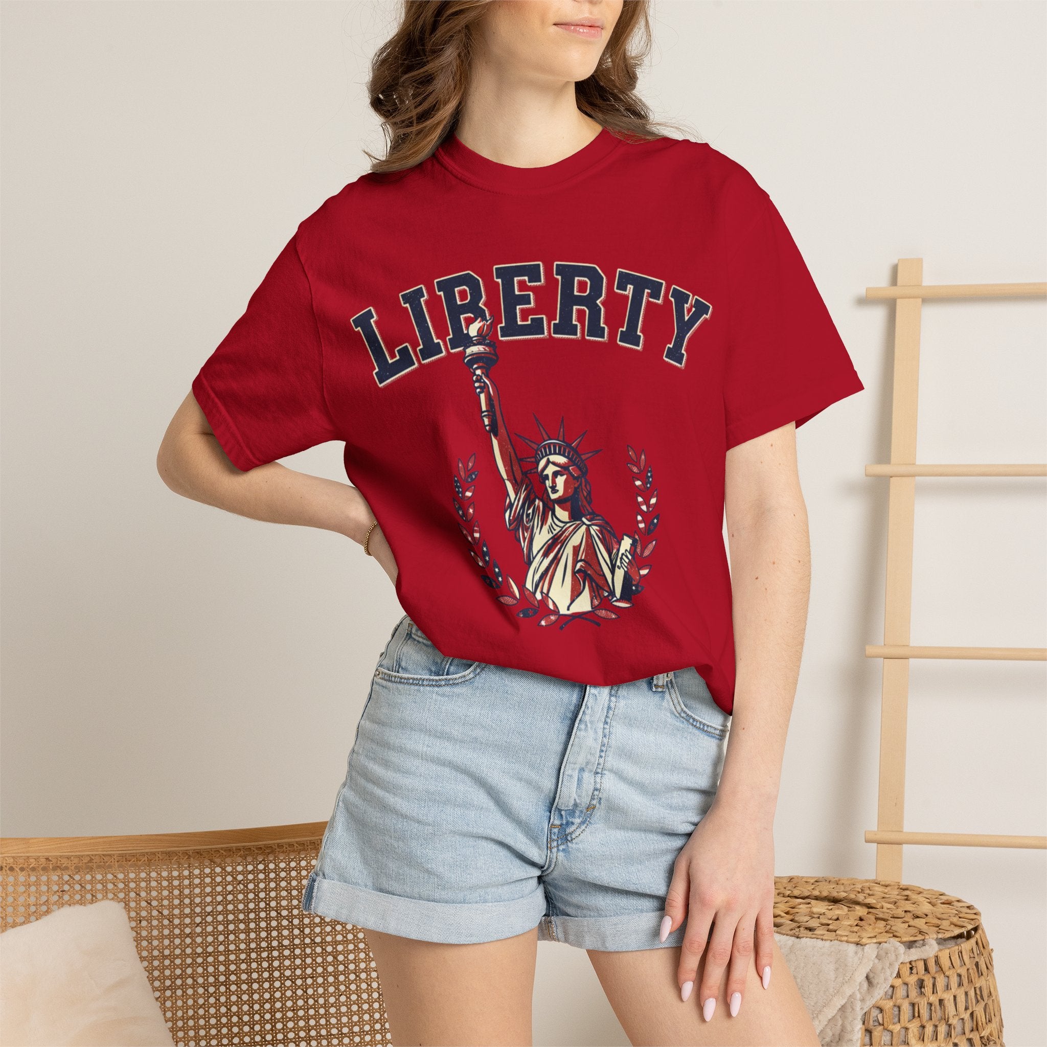 Liberty Statue T-Shirt — Patriotic 'LIBERTY' Graphic Tee